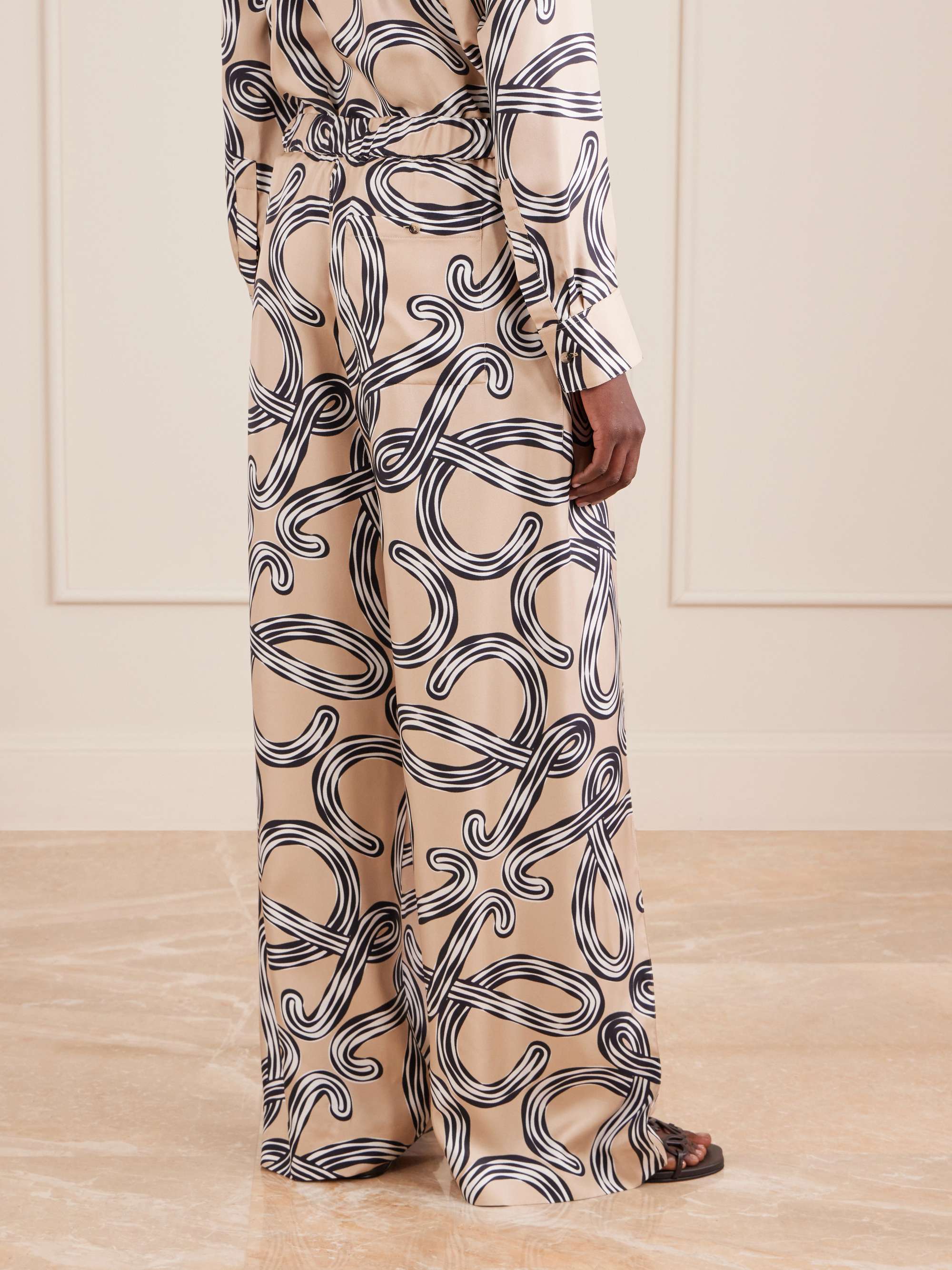 LOEWE + Paula's Ibiza printed mid-rise straight-leg silk pants