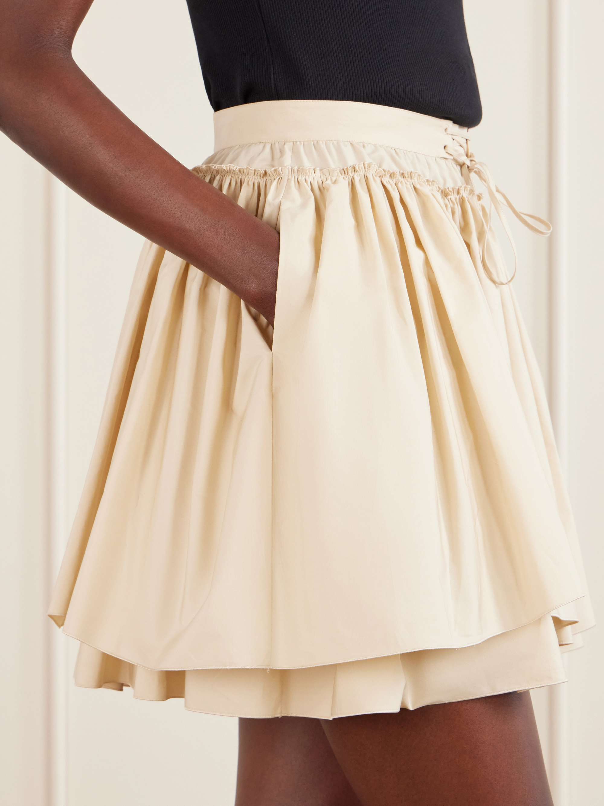 LOEWE + Paula's Ibiza ruffled cotton-poplin mini skirt | NET-A-PORTER