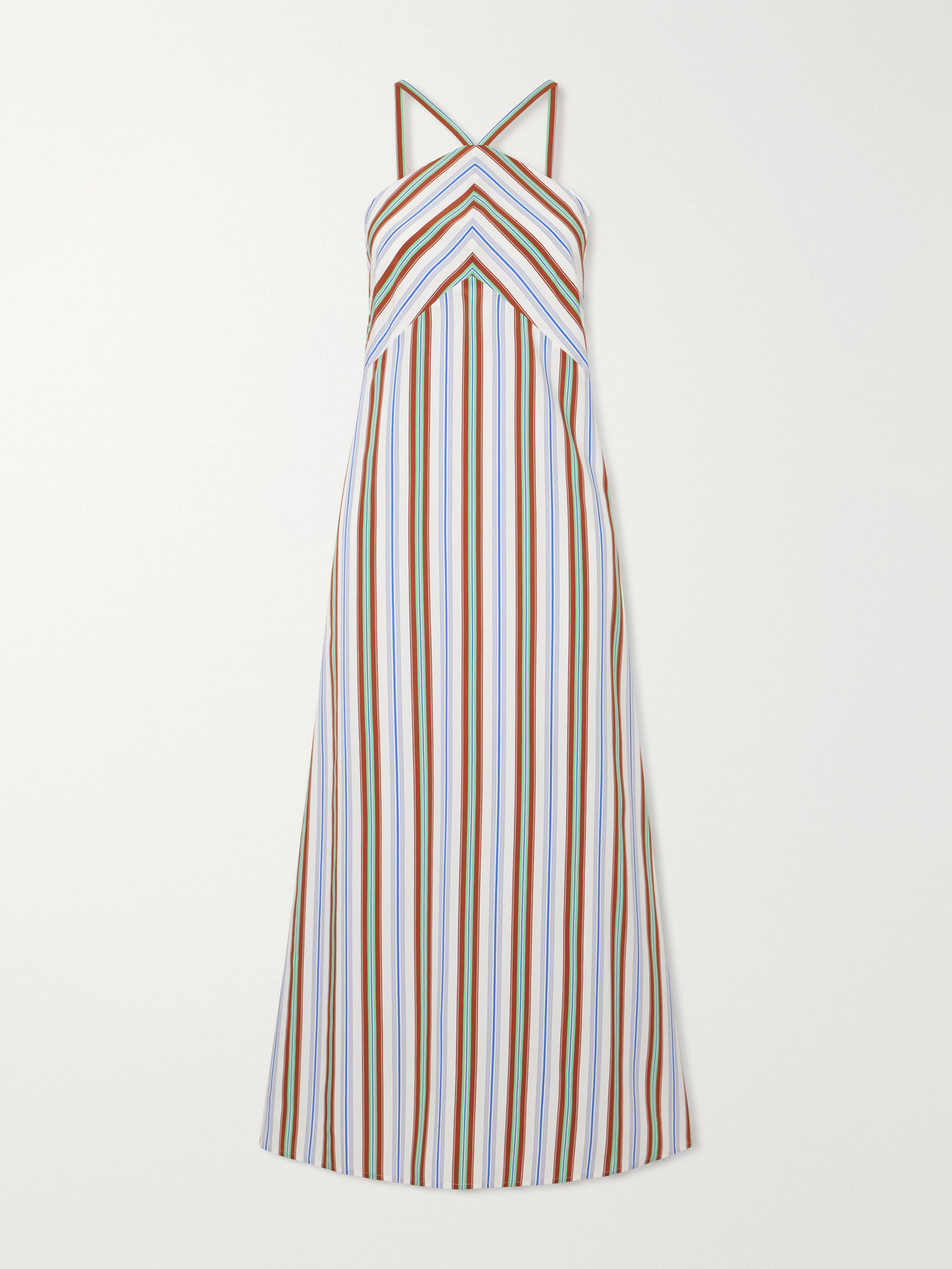 Rosie Assoulin Call Me Maybe Striped Poplin Maxi Dress In Multi