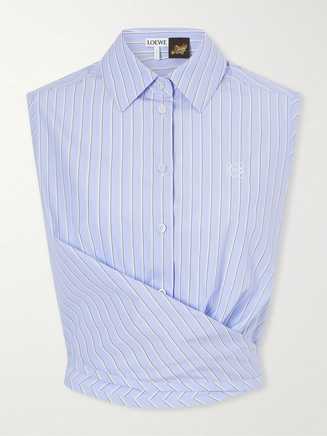Loewe + Paula's Ibiza Anagram Appliquéd Striped Cotton-popeline Top In Blue