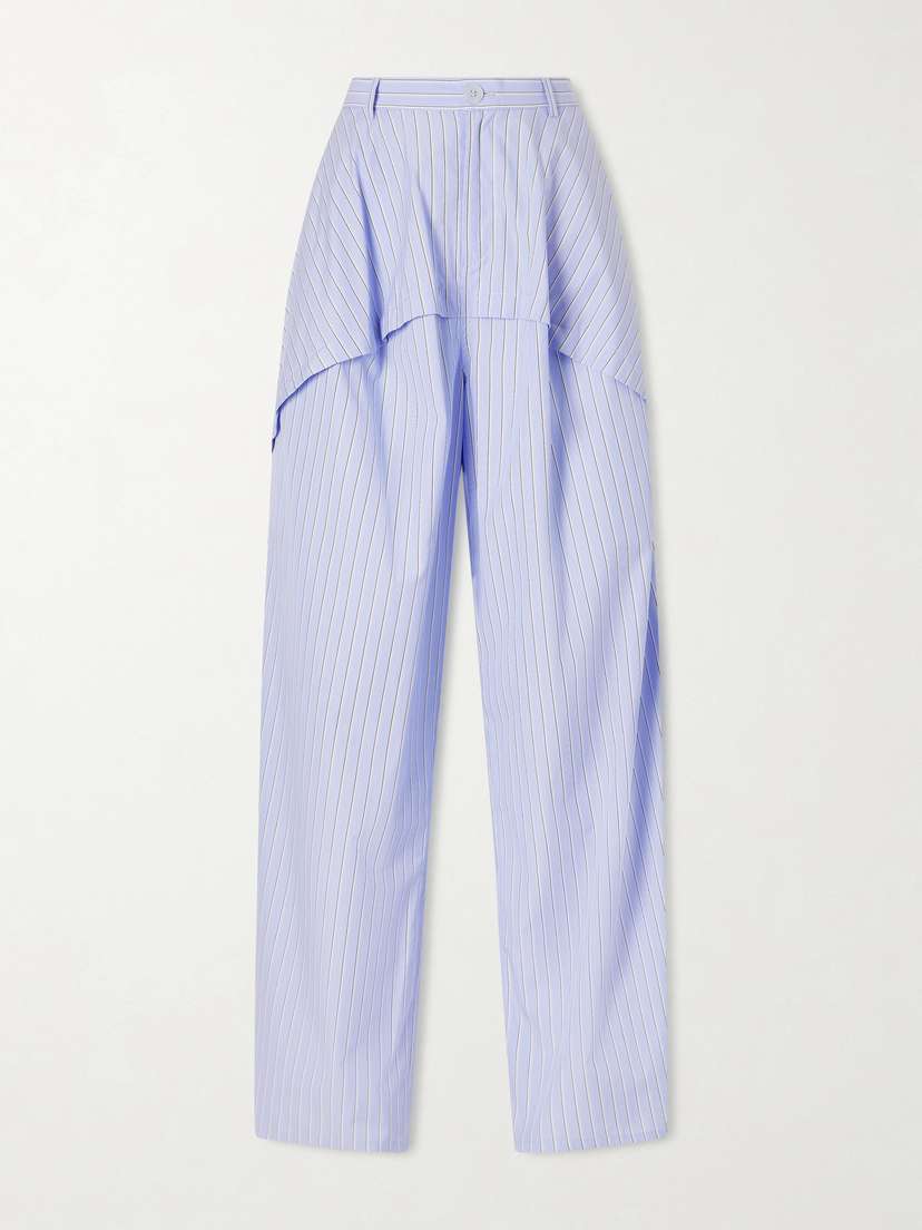 Loewe + Paula's Ibiza Striped Paneled Cotton Poplin Wide-leg Pants