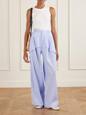 Loewe + Paula's Ibiza striped paneled cotton poplin wide-leg pants