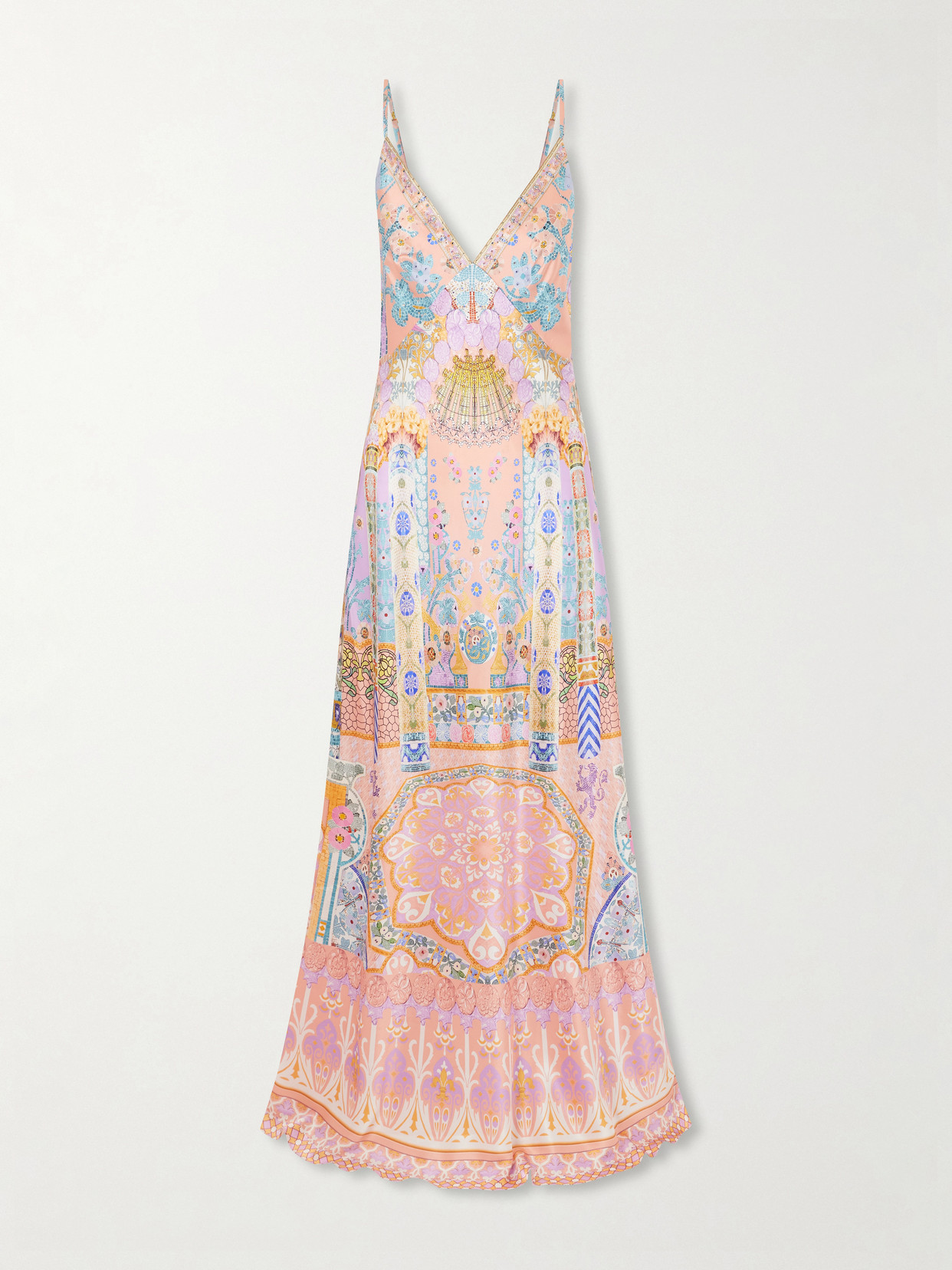 Camilla Printed Silk-satin Maxi Dress In Pink