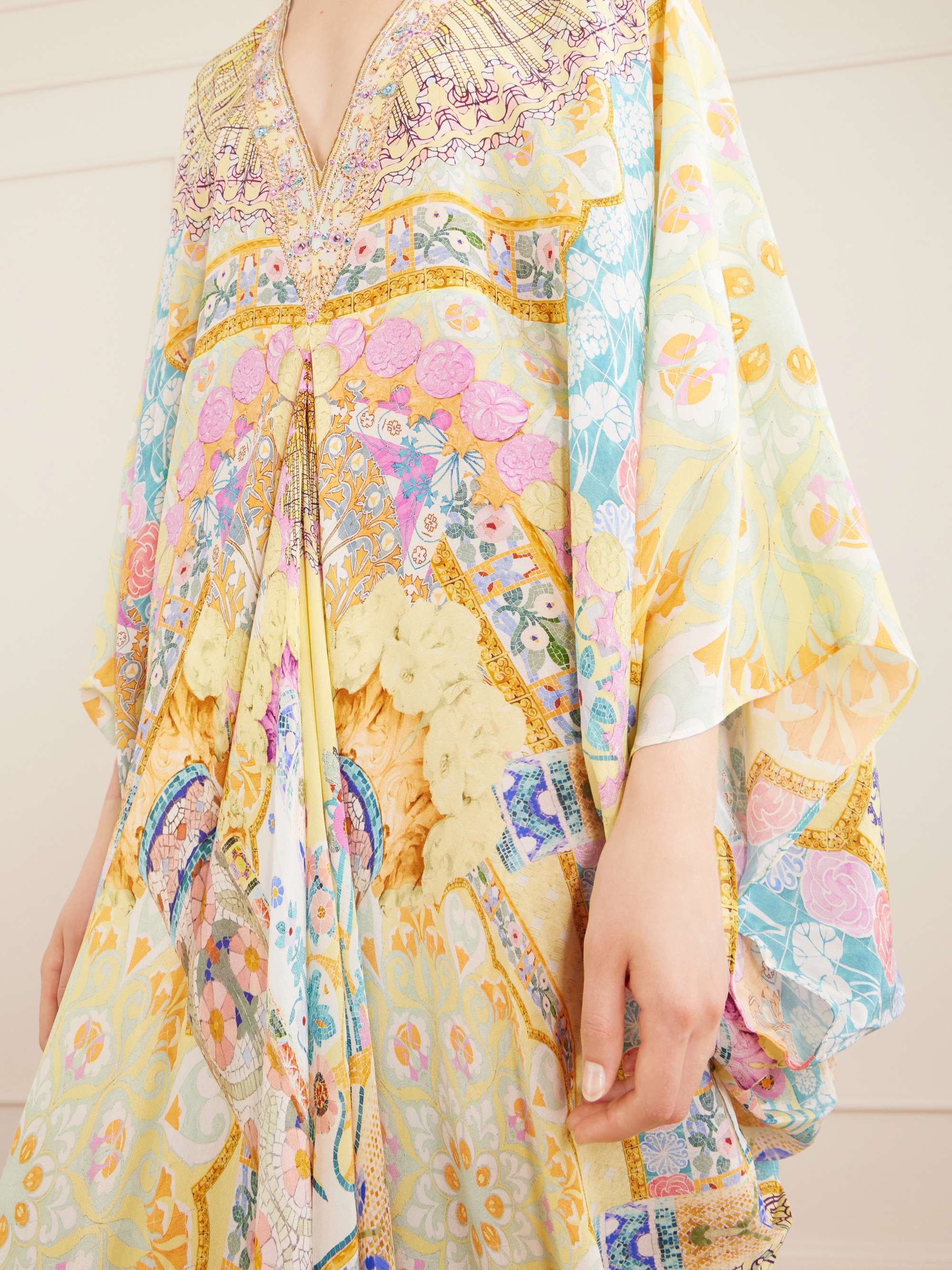 CAMILLA Embellished printed silk cover-up | NET-A-PORTER
