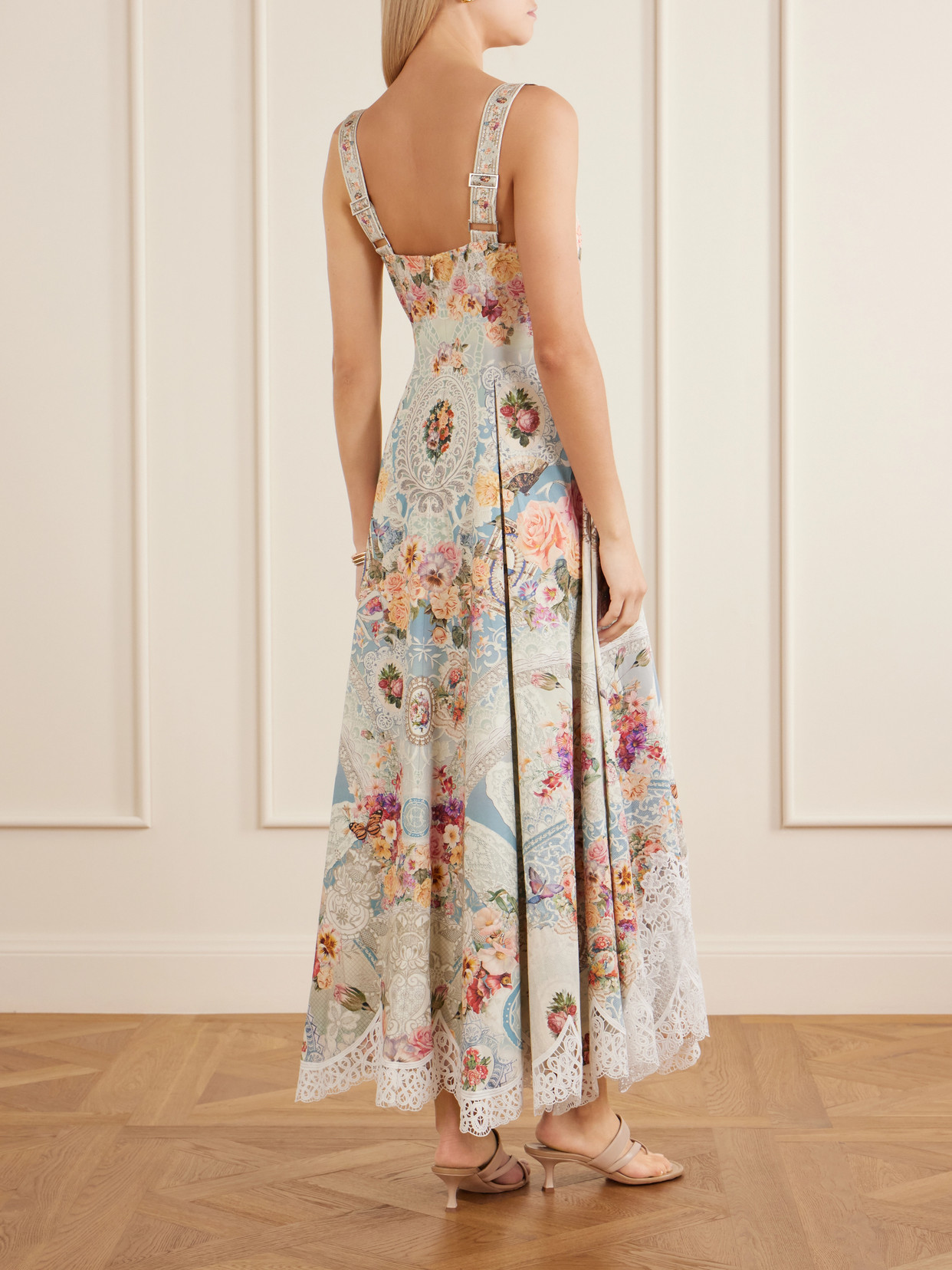 Camilla Taste For Lace Floral-print Lace-trim Midi Dress In Multi
