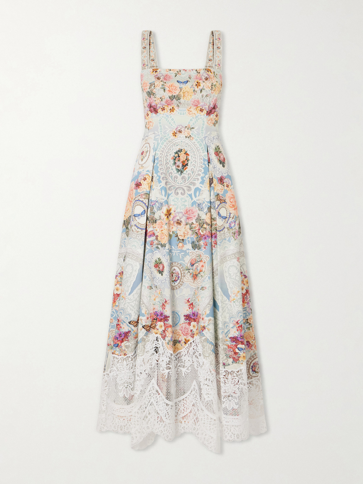 Camilla Taste For Lace Floral-print Lace-trim Midi Dress In Multi