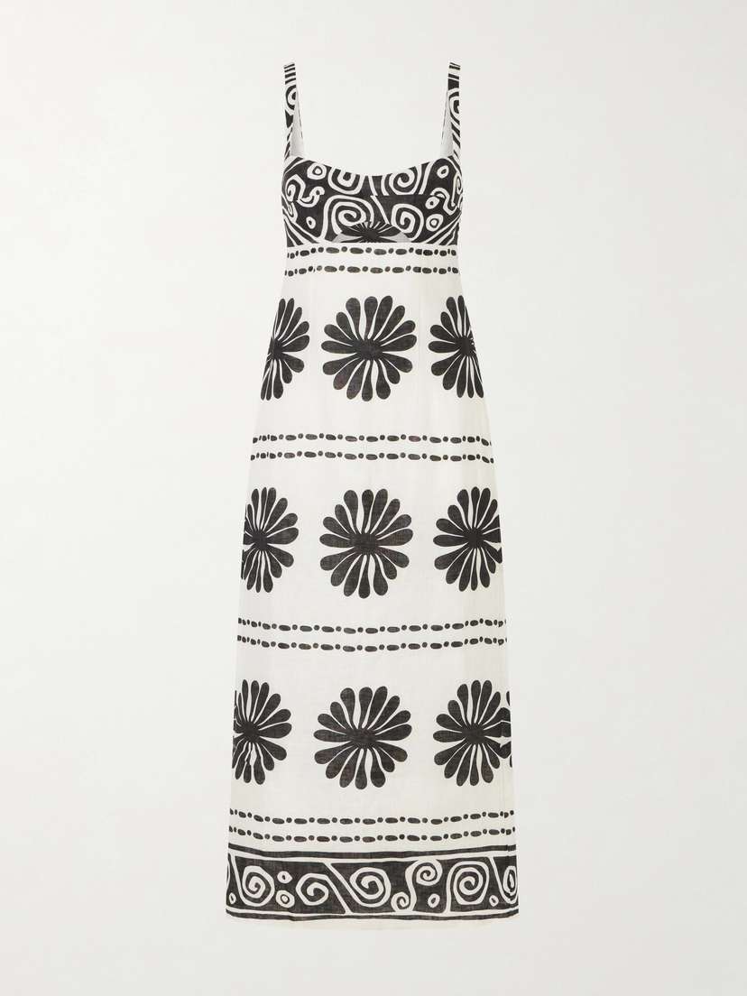 Cala de la Cruz Nara Cutout Printed Linen Midi Dress | Thumbnail 5 Cala de la Cruz Nara Cutout Printed Linen Midi Dress | Thumbnail 5
