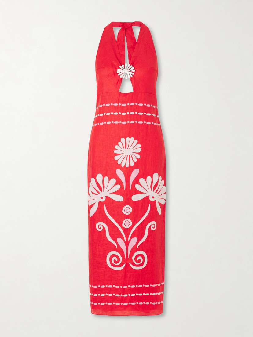 Cala de la Cruz Orly Embellished Cutout Printed Linen Maxi Dress | Thumbnail 5 Cala de la Cruz Orly Embellished Cutout Printed Linen Maxi Dress | Thumbnail 5