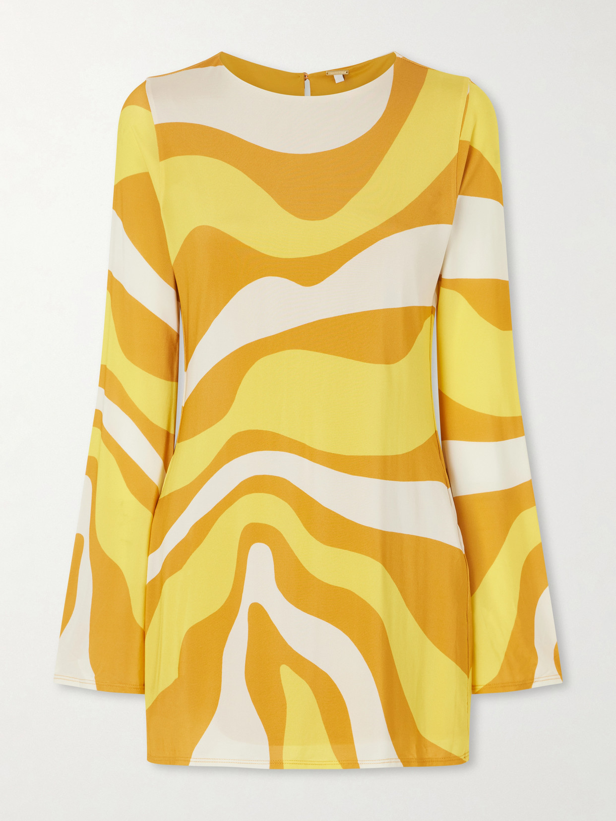 Cala De La Cruz Maisha Printed Jersey Mini Dress In Yellow