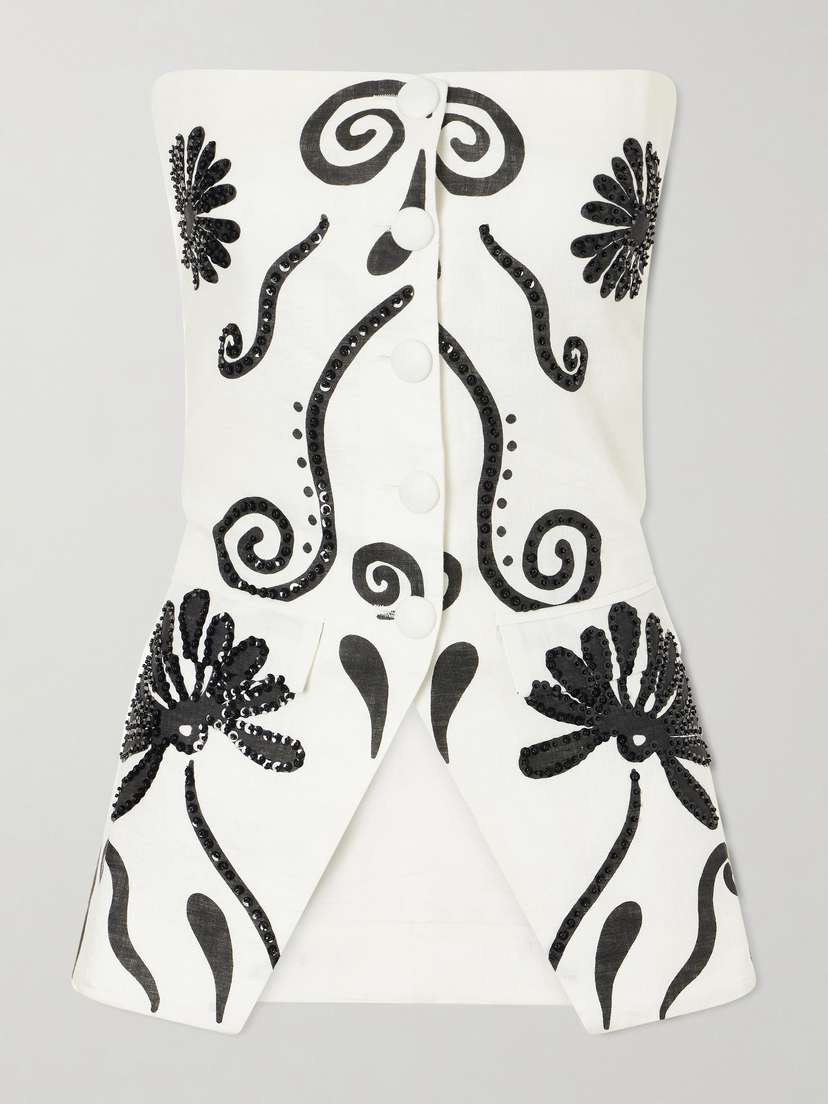Cala de la Cruz Milos Strapless Sequin-embellished Floral-print Linen Top | Thumbnail 5 Cala de la Cruz Milos Strapless Sequin-embellished Floral-print Linen Top | Thumbnail 5