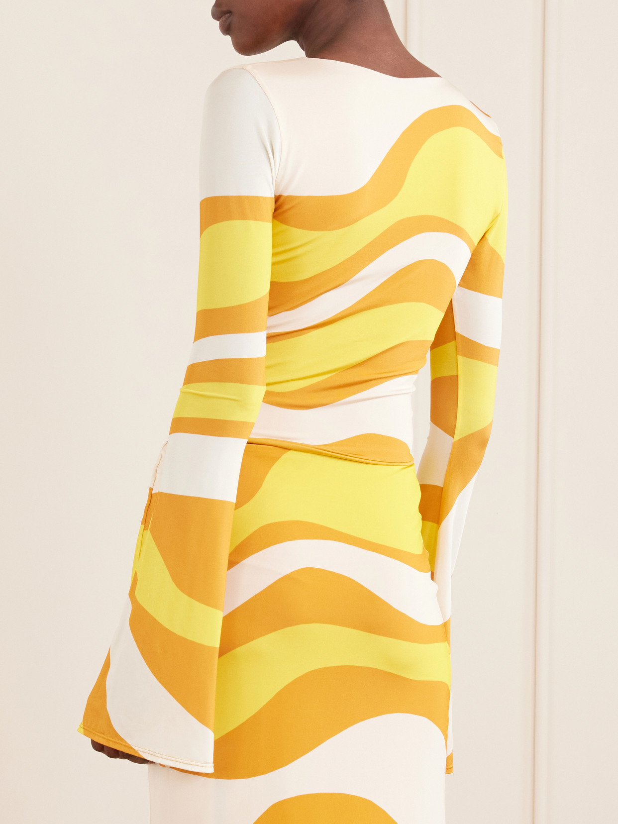 Aelin Ruched Printed Jersey Top