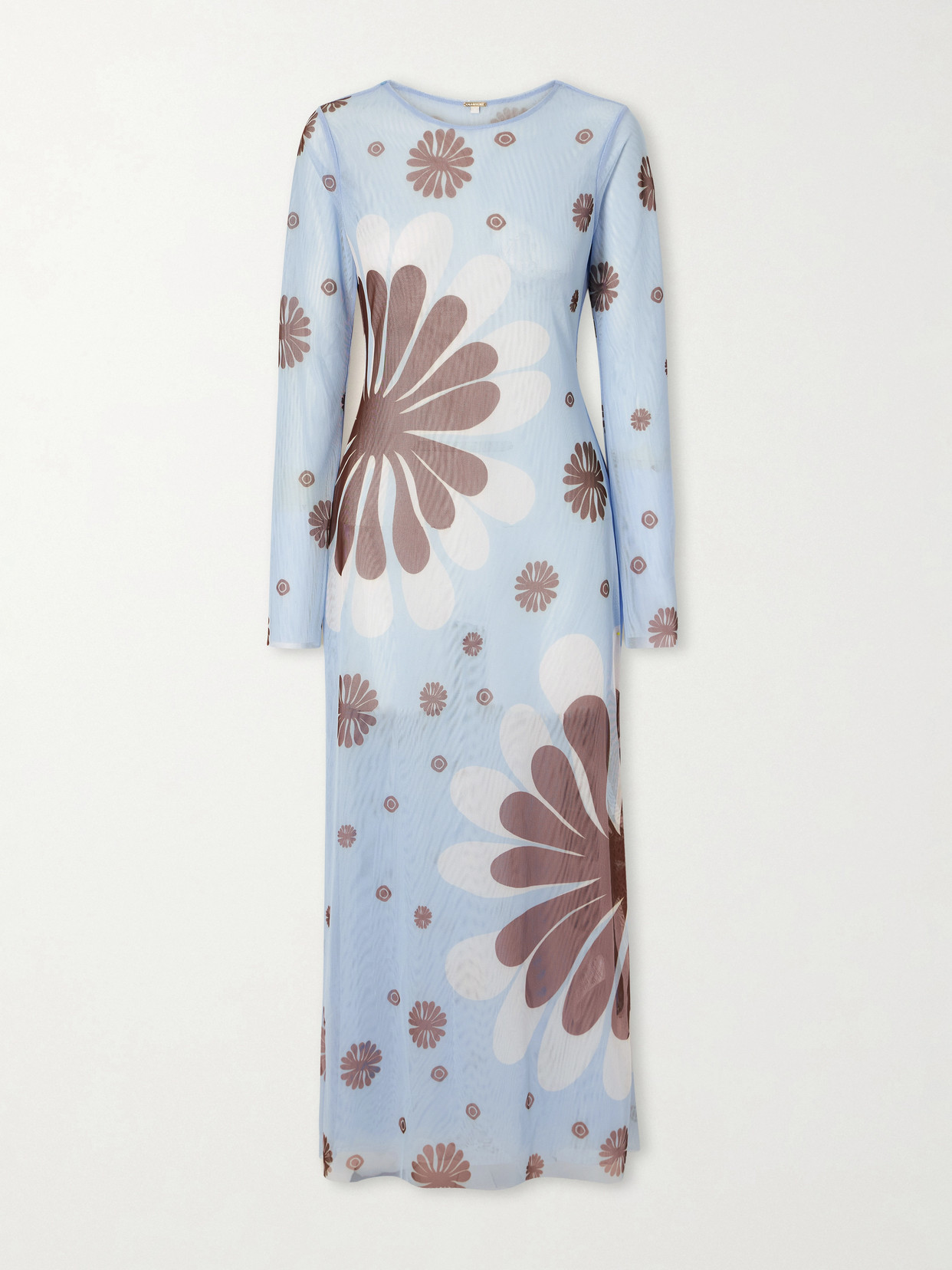 Cala De La Cruz Tania Printed Mesh Midi Dress In Blue