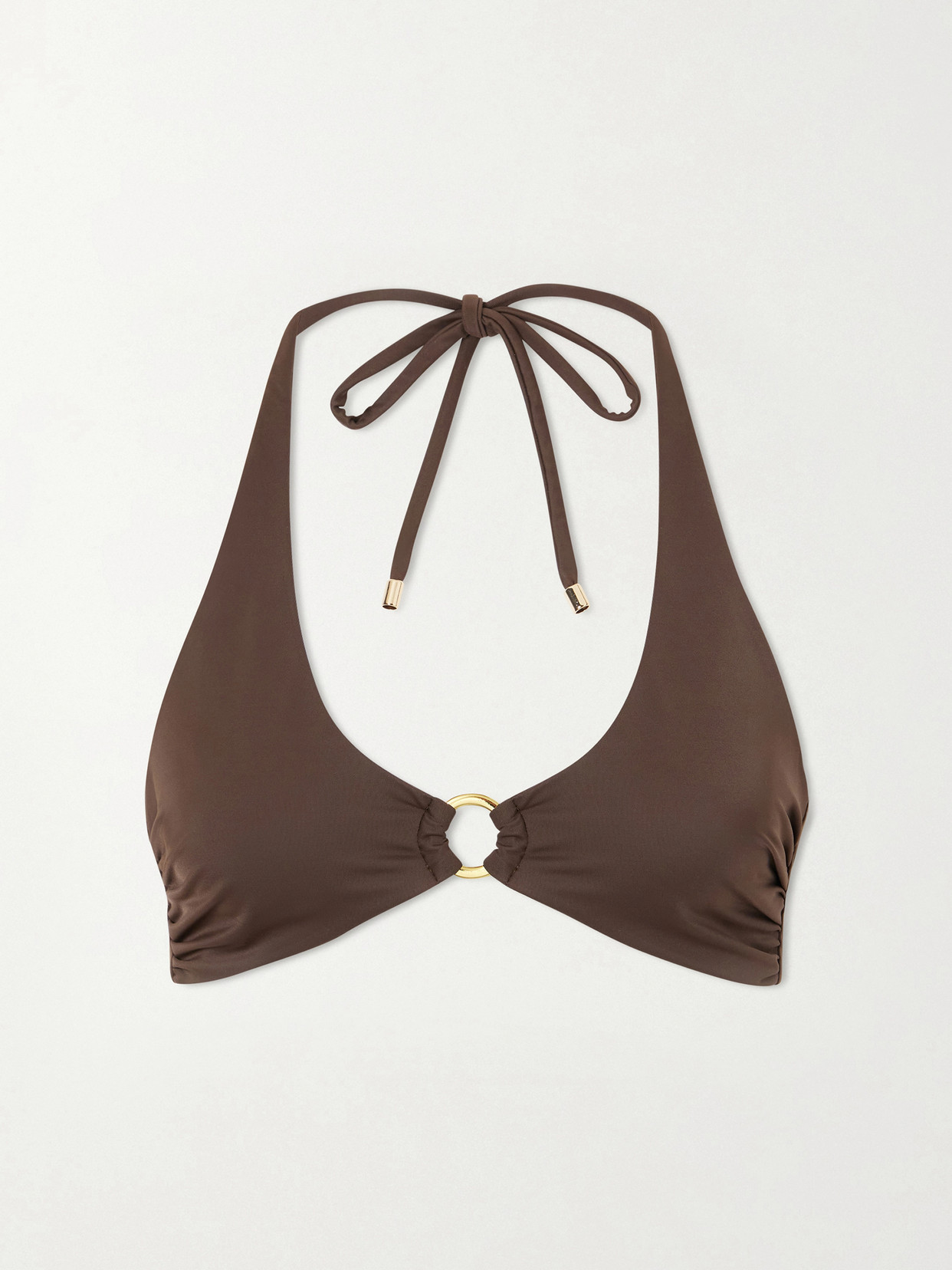 Away That Day Sorrento Embellished Bikini Top In Brown