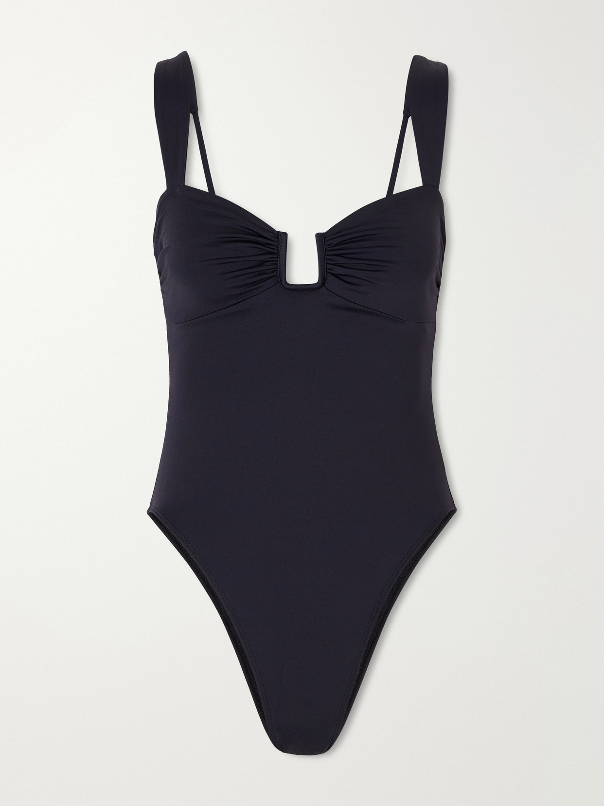 Away That Day Cannes Embellished Gathered Swimsuit In Black