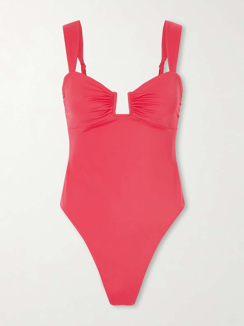 Away That Day Cannes Embellished Gathered Swimsuit