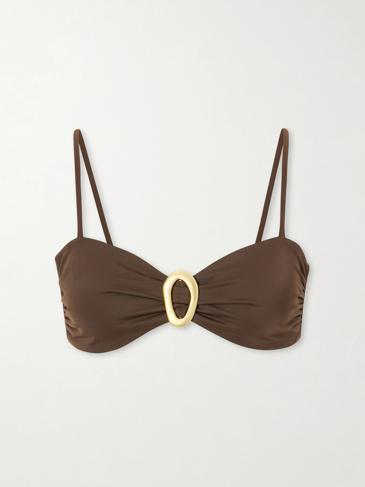 Away That Day Cabo Verde Embellished Bikini Top In Brown