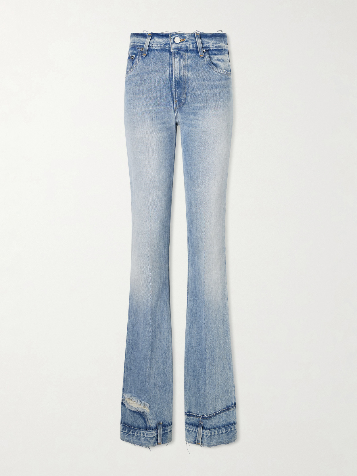 Haikure - Flora Distressed Mid-rise Flared Jeans - Blue