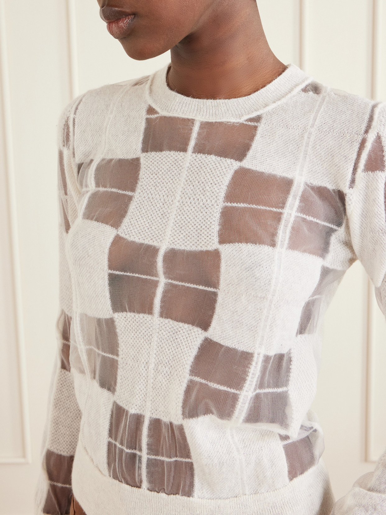 Paul Checked Mesh-Trimmed Sweater