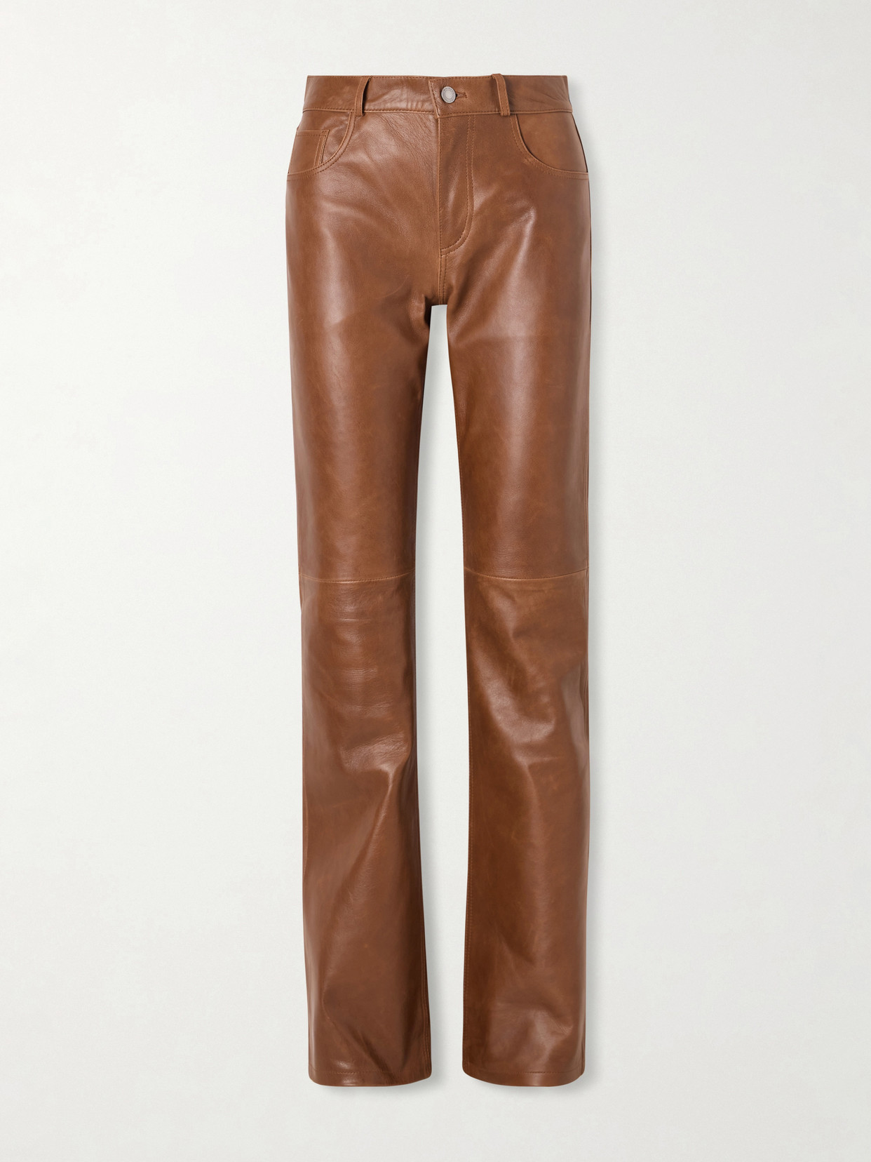 Haikure - Flora Paneled Leather Straight-leg Pants - Brown