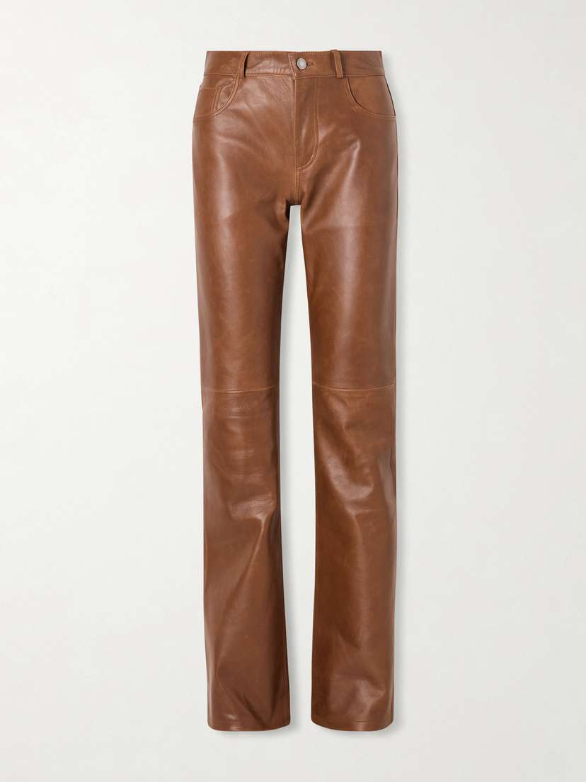 Haikure Flora Paneled Leather Straight-leg Pants