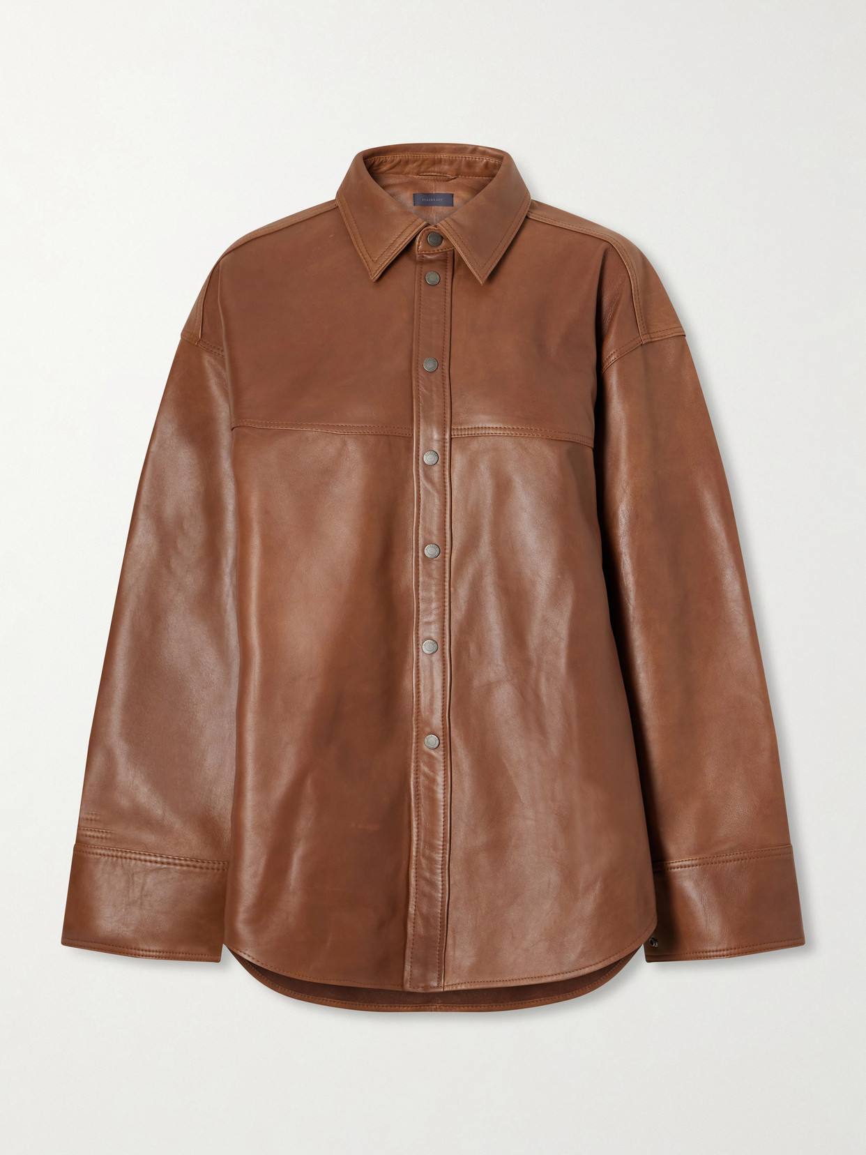 Haikure Victoria Leather Shirt In Brown