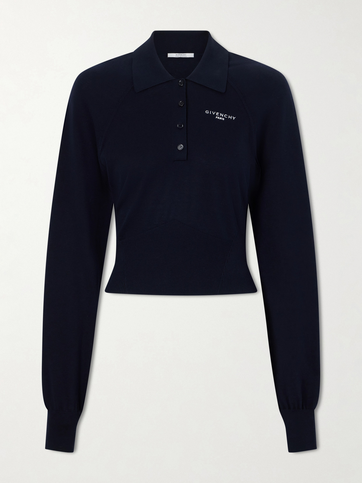 Givenchy Logo-embroidered Cotton And Silk-blend Polo Sweater In Blue