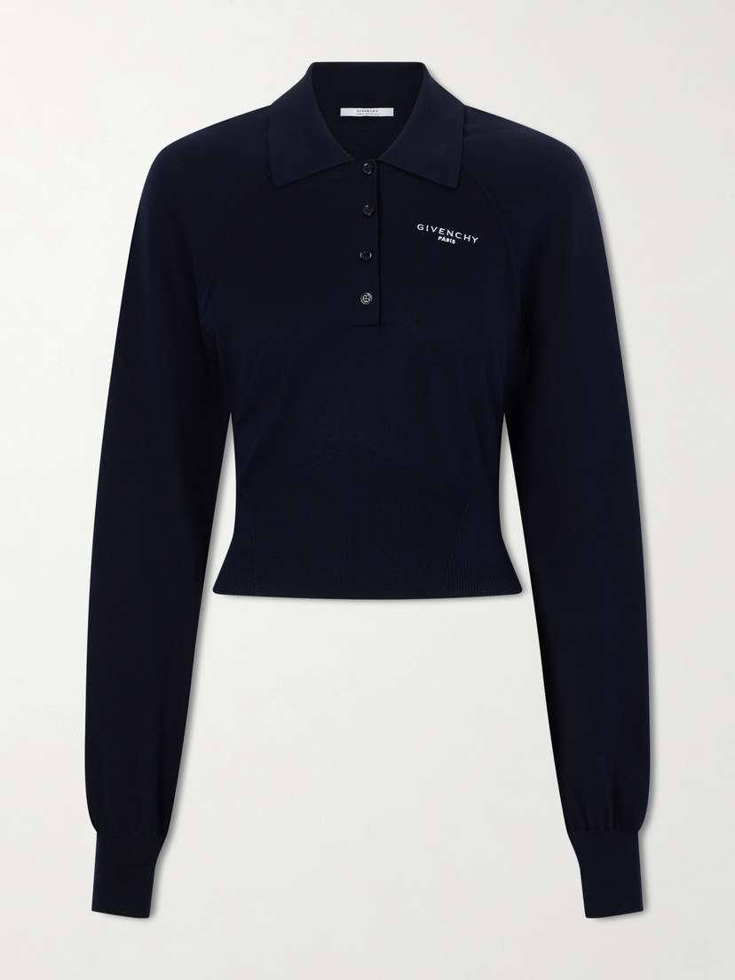 Givenchy Logo-embroidered Cotton And Silk-blend Polo Sweater - Women's Clothing