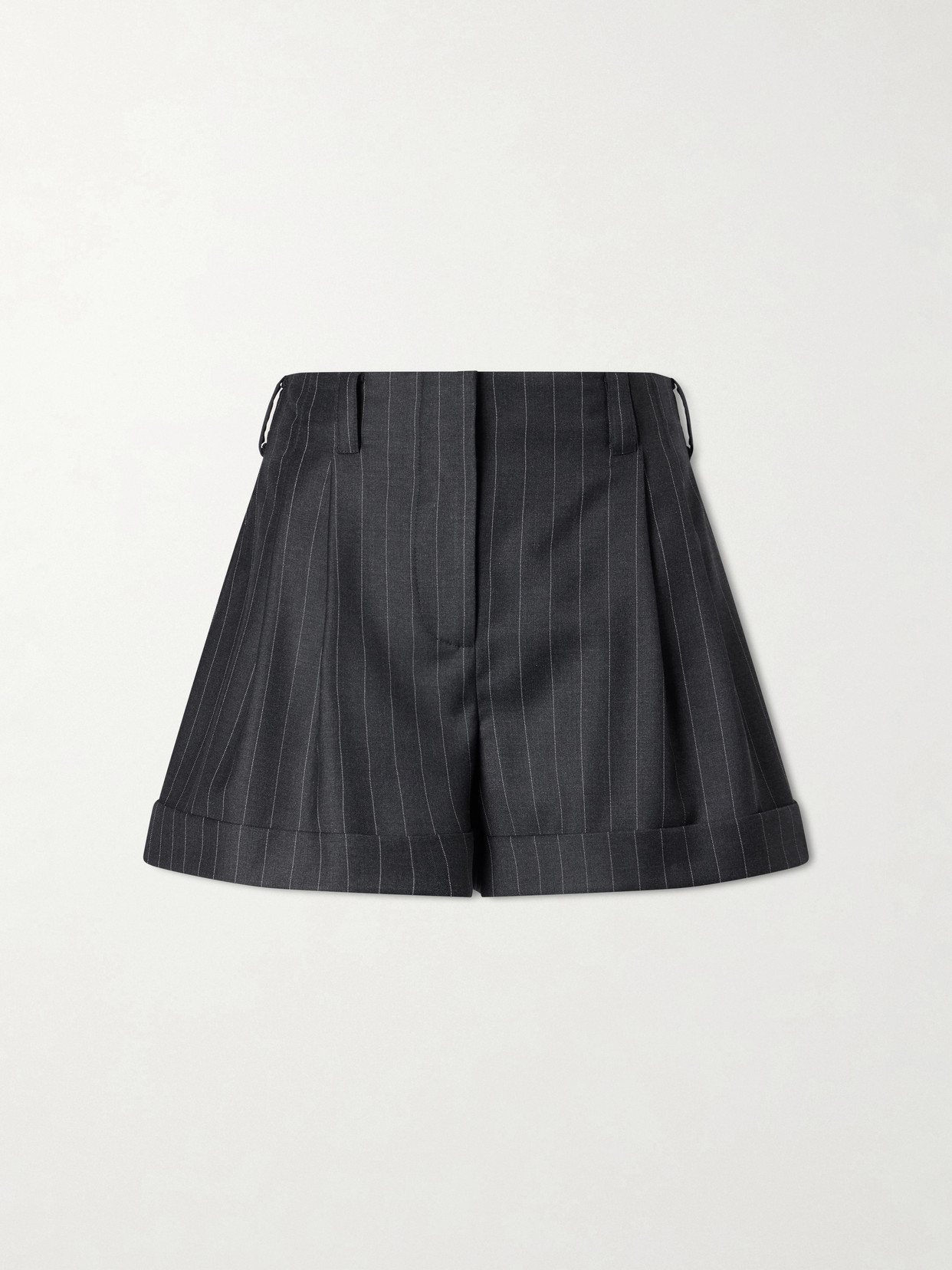 Givenchy Striped Double-pleated Wool Shorts In Gray