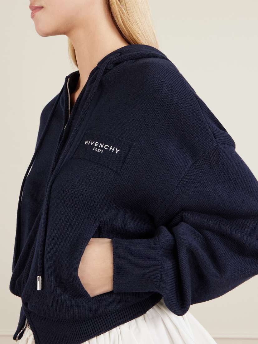 Givenchy Logo-embroidered Wool And Cotton-blend Zip-up Hoodie | Thumbnail 4 Givenchy Logo-embroidered Wool And Cotton-blend Zip-up Hoodie | Thumbnail 4