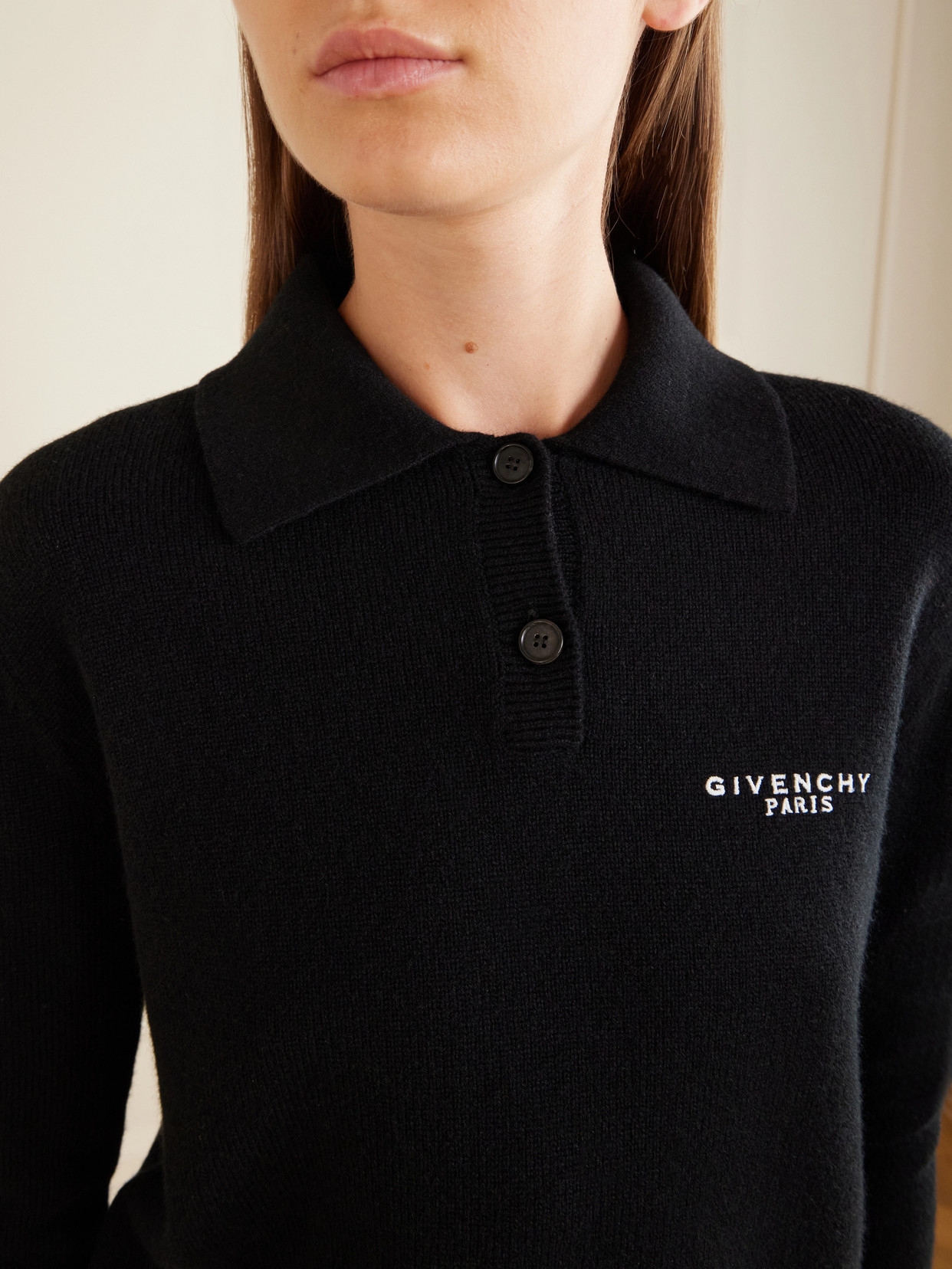 Logo-Embroidered Wool And Cashmere-Blend Polo Sweater