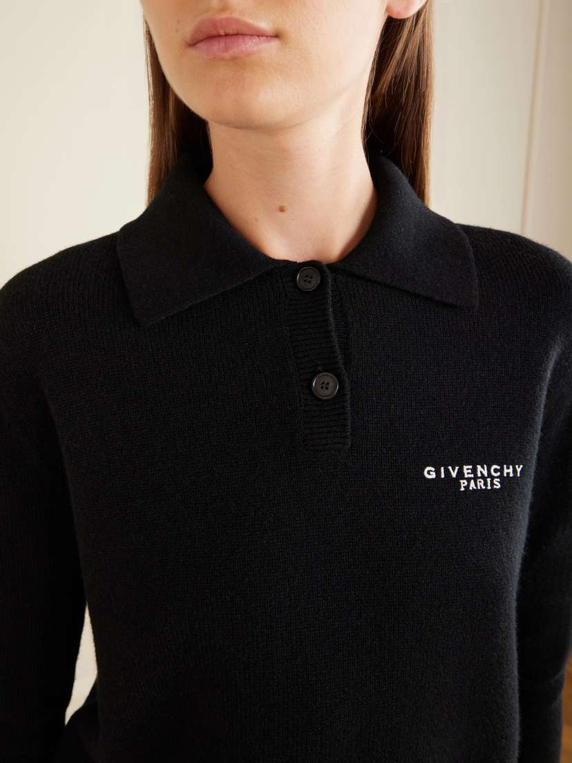 Givenchy Logo-embroidered Wool And Cashmere-blend Polo Sweater | Thumbnail 5 Givenchy Logo-embroidered Wool And Cashmere-blend Polo Sweater | Thumbnail 5