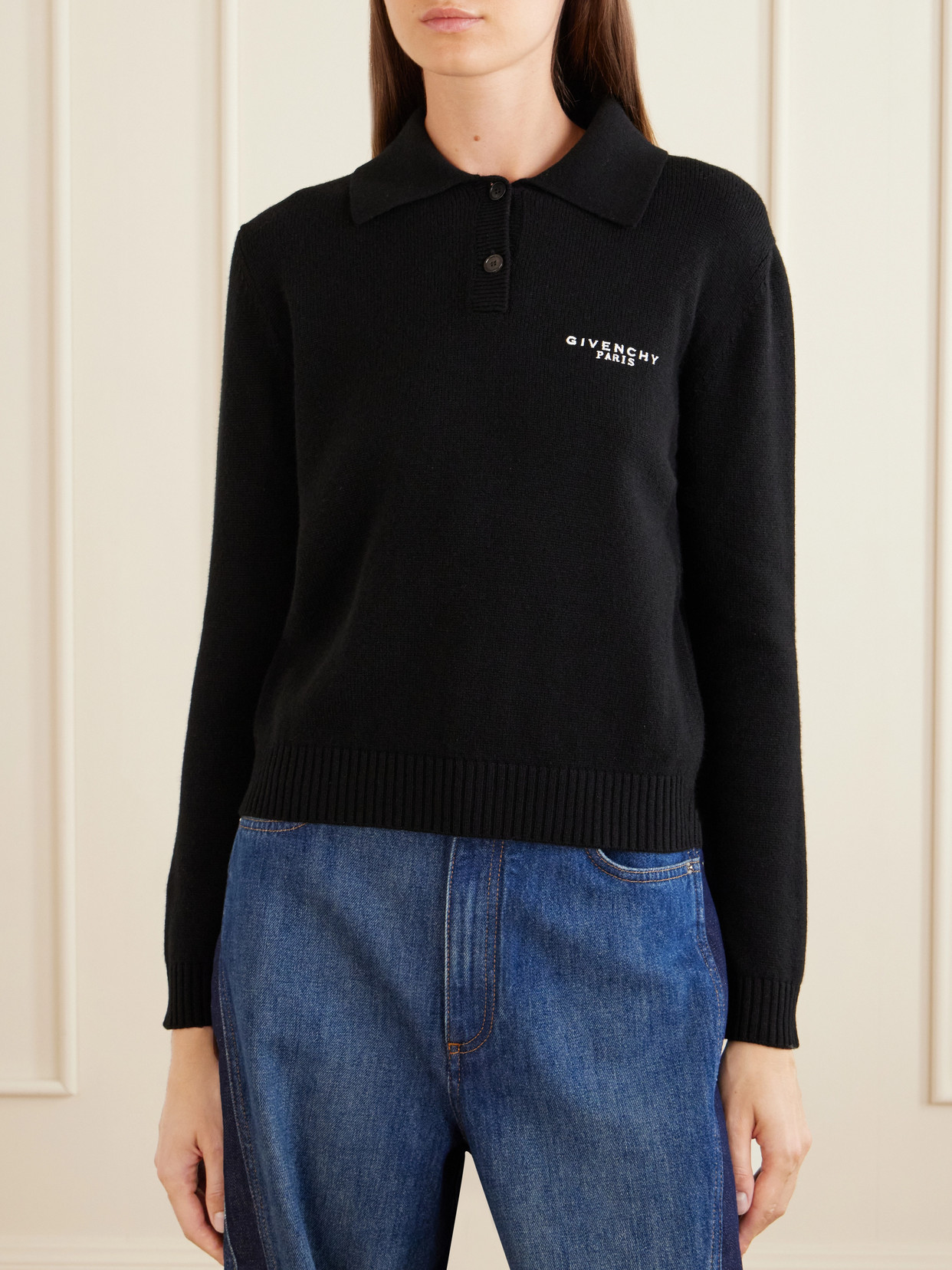 Logo-Embroidered Wool And Cashmere-Blend Polo Sweater