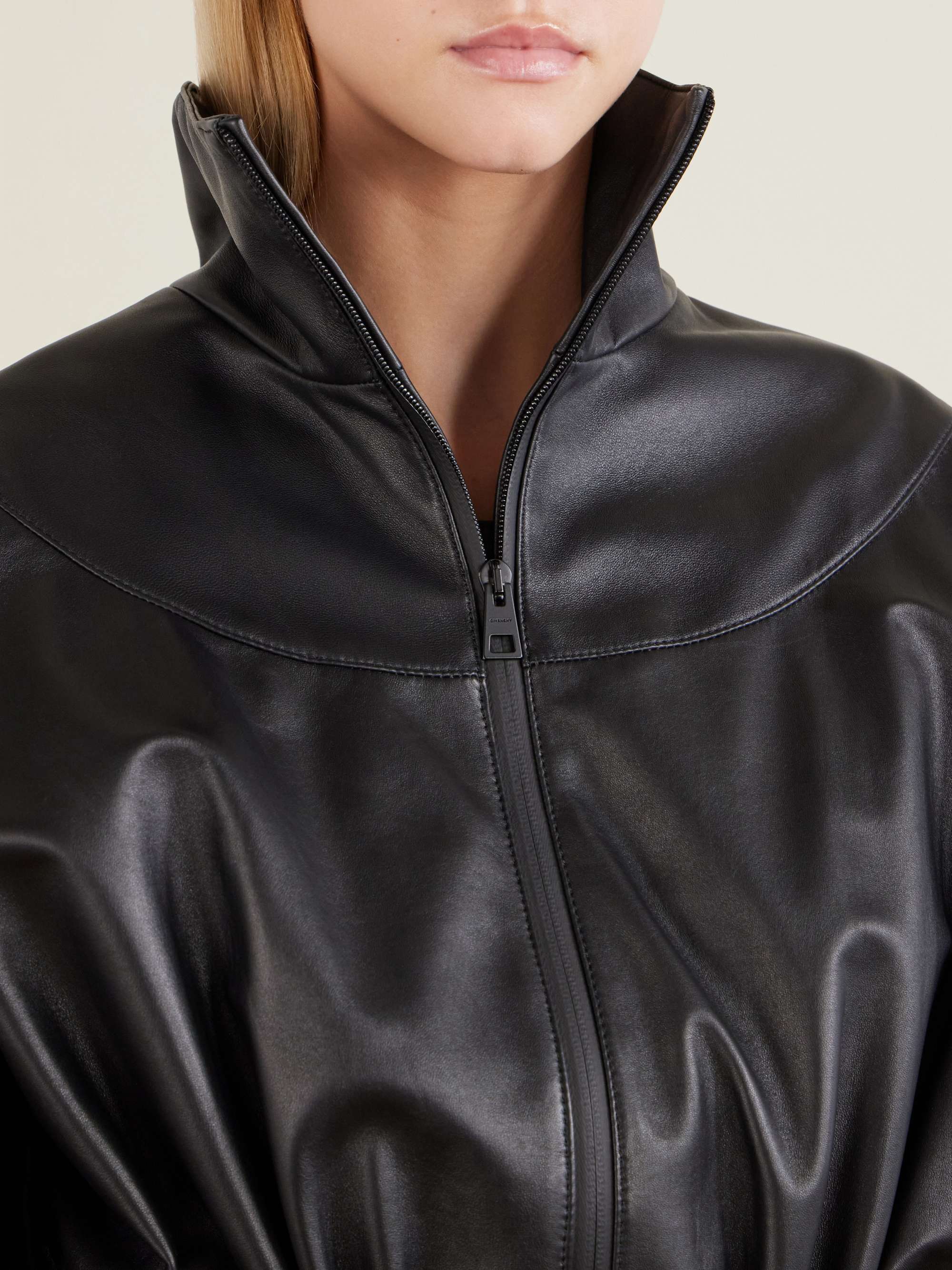 GIVENCHY Gathered leather jacket | NET-A-PORTER