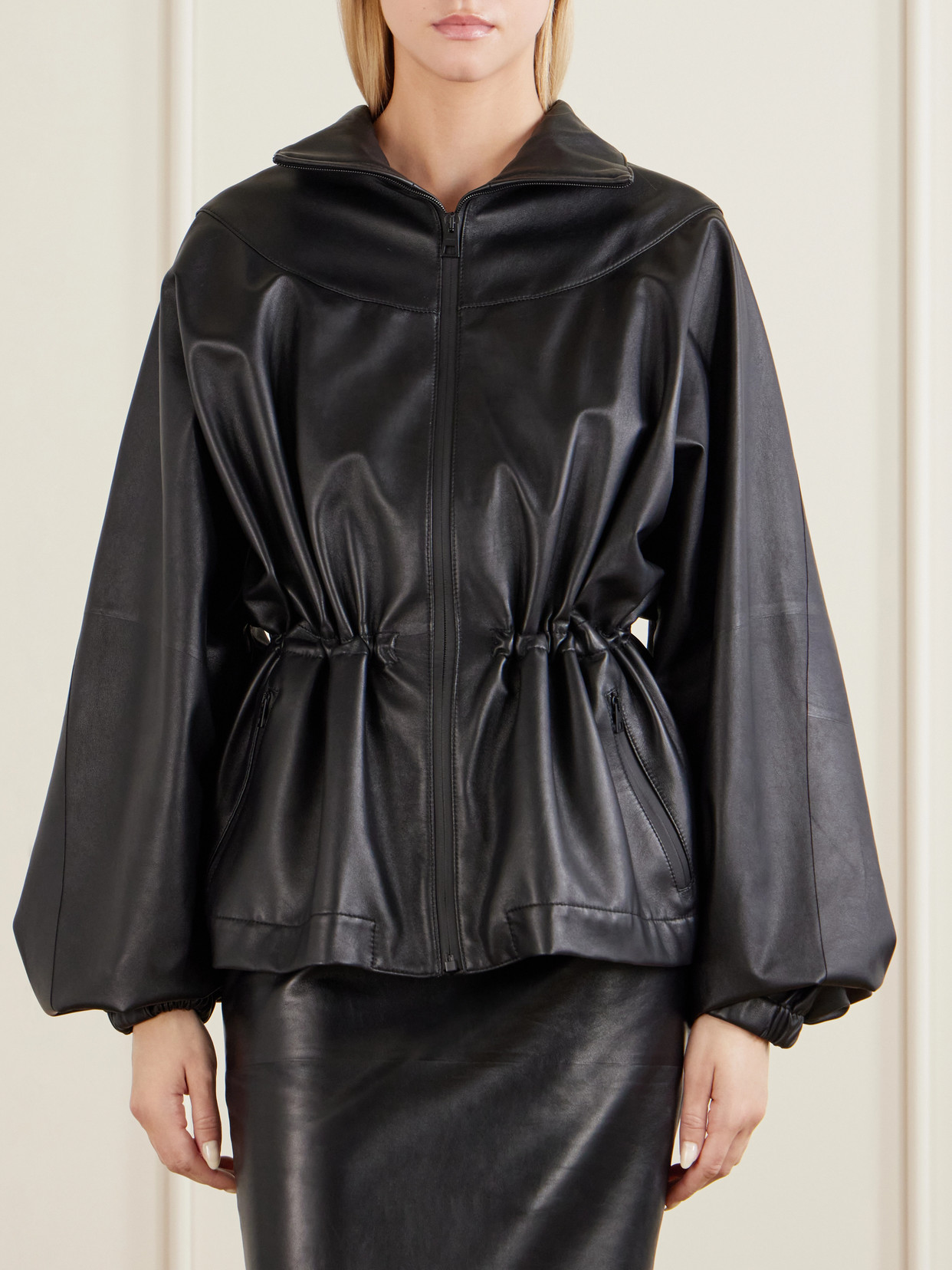 Givenchy Long-sleeved Leather Jacket In Multi