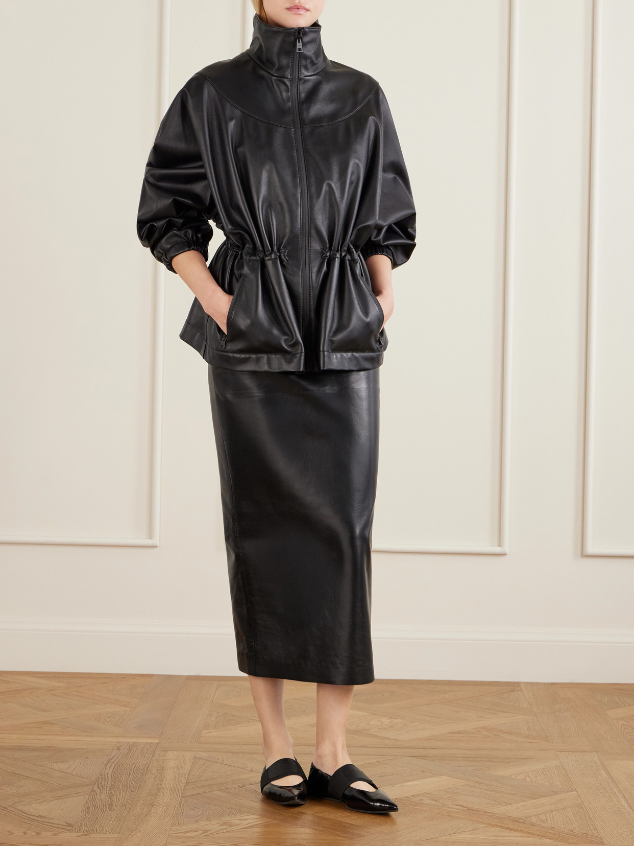 Givenchy Long-sleeved Leather Jacket In Multi