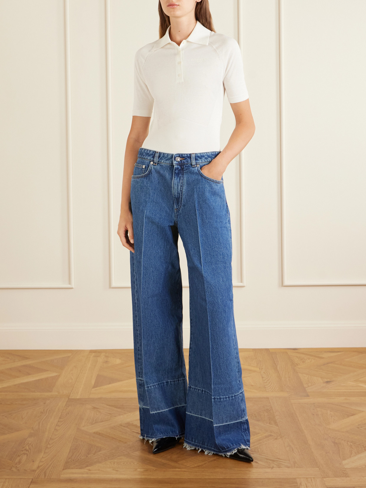 Cropped Cotton-Blend Polo