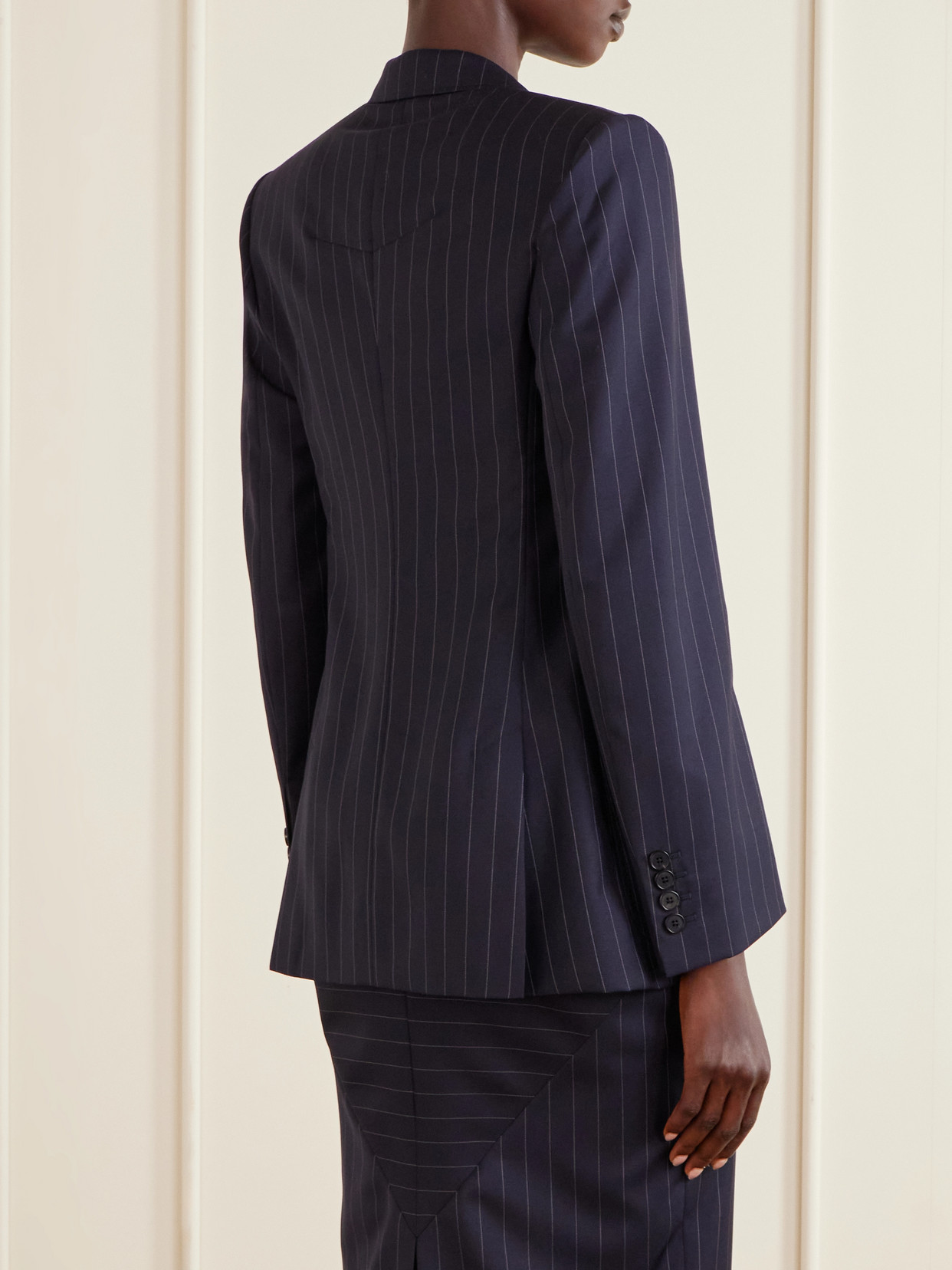 Pinstripe Double-Breasted Blazer