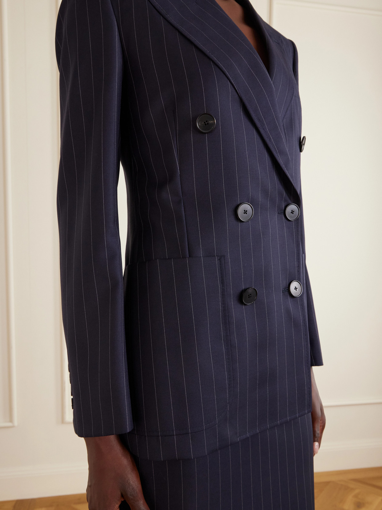 Pinstripe Double-Breasted Blazer