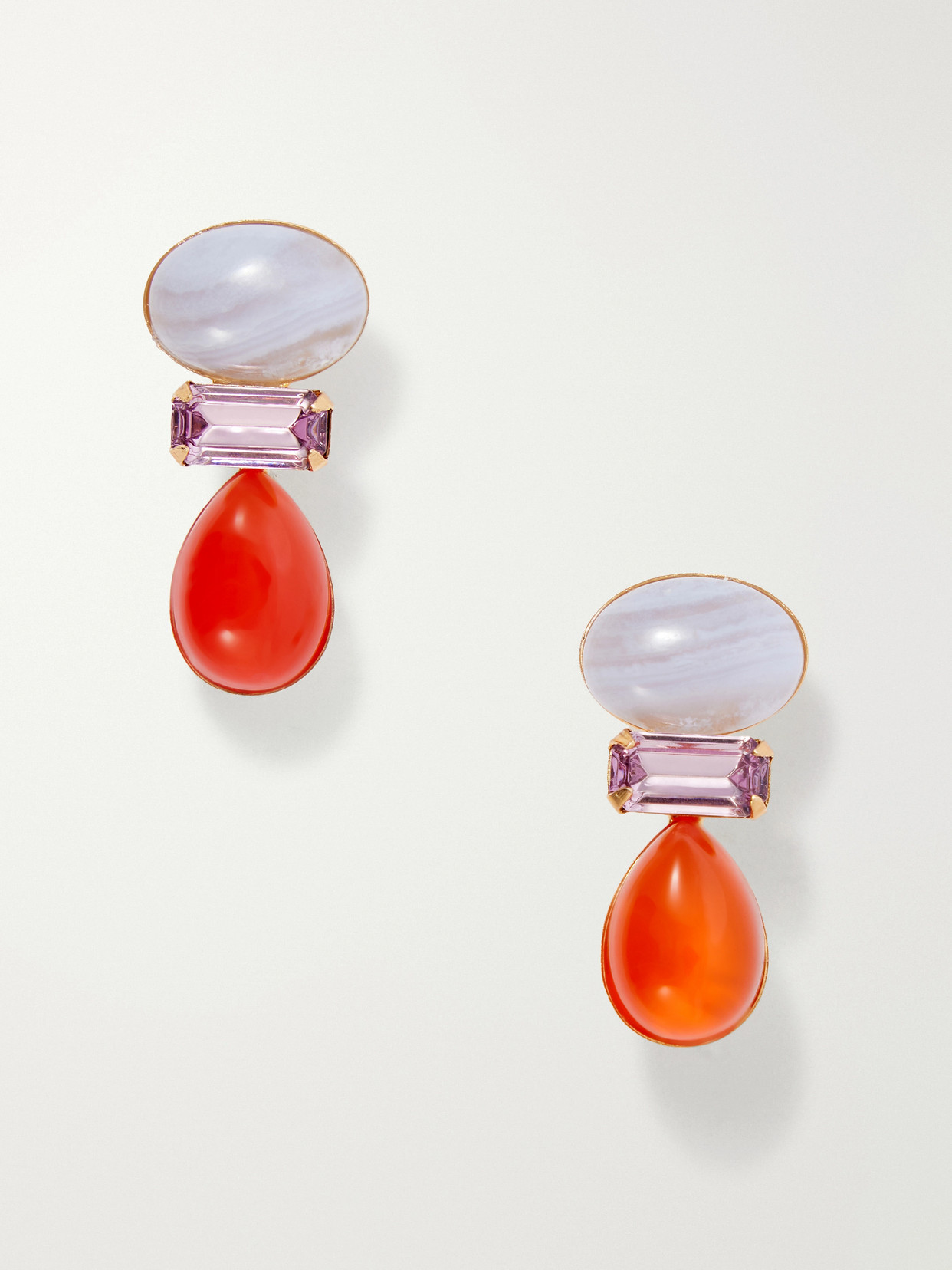 Jennifer Behr Talia Gold-tone Carnelian And Agate-embellished Earrings In Red