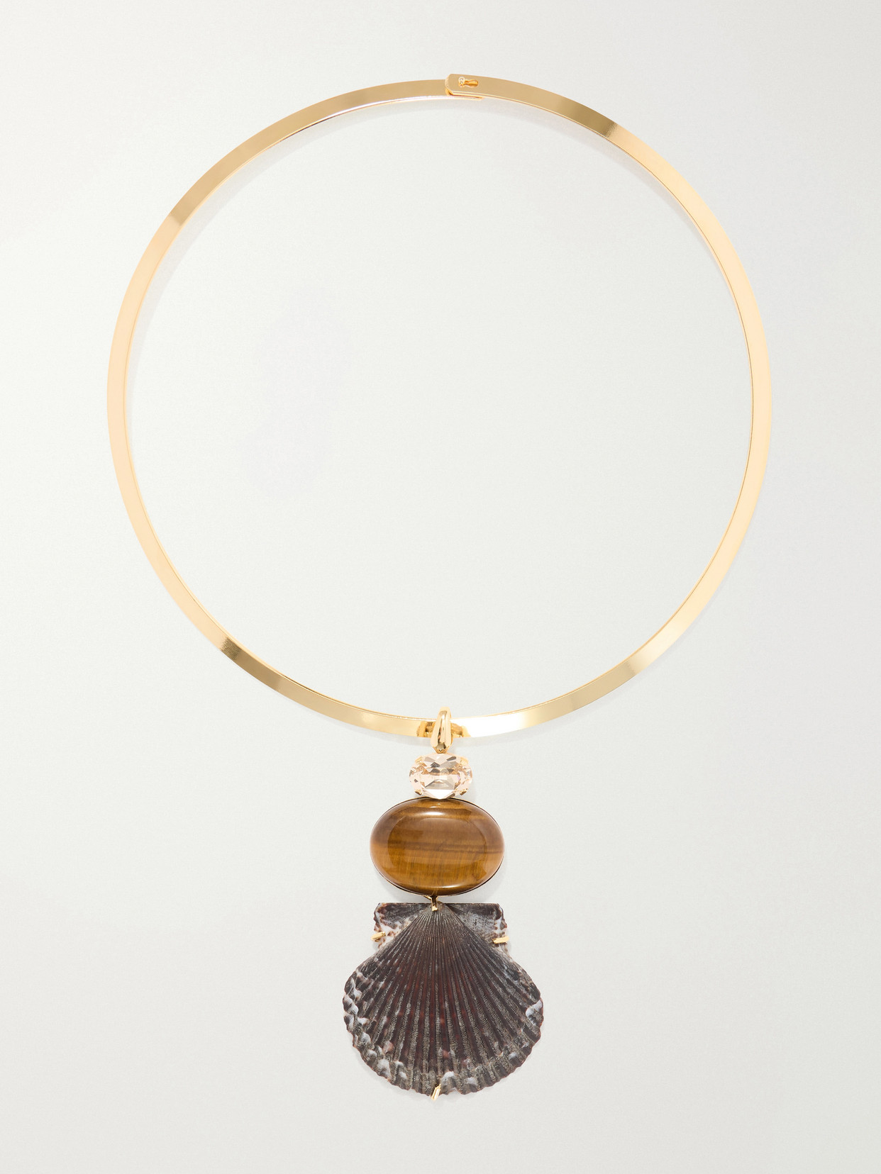 Jennifer Behr Naia Gold-tone Shell Necklace In Brown