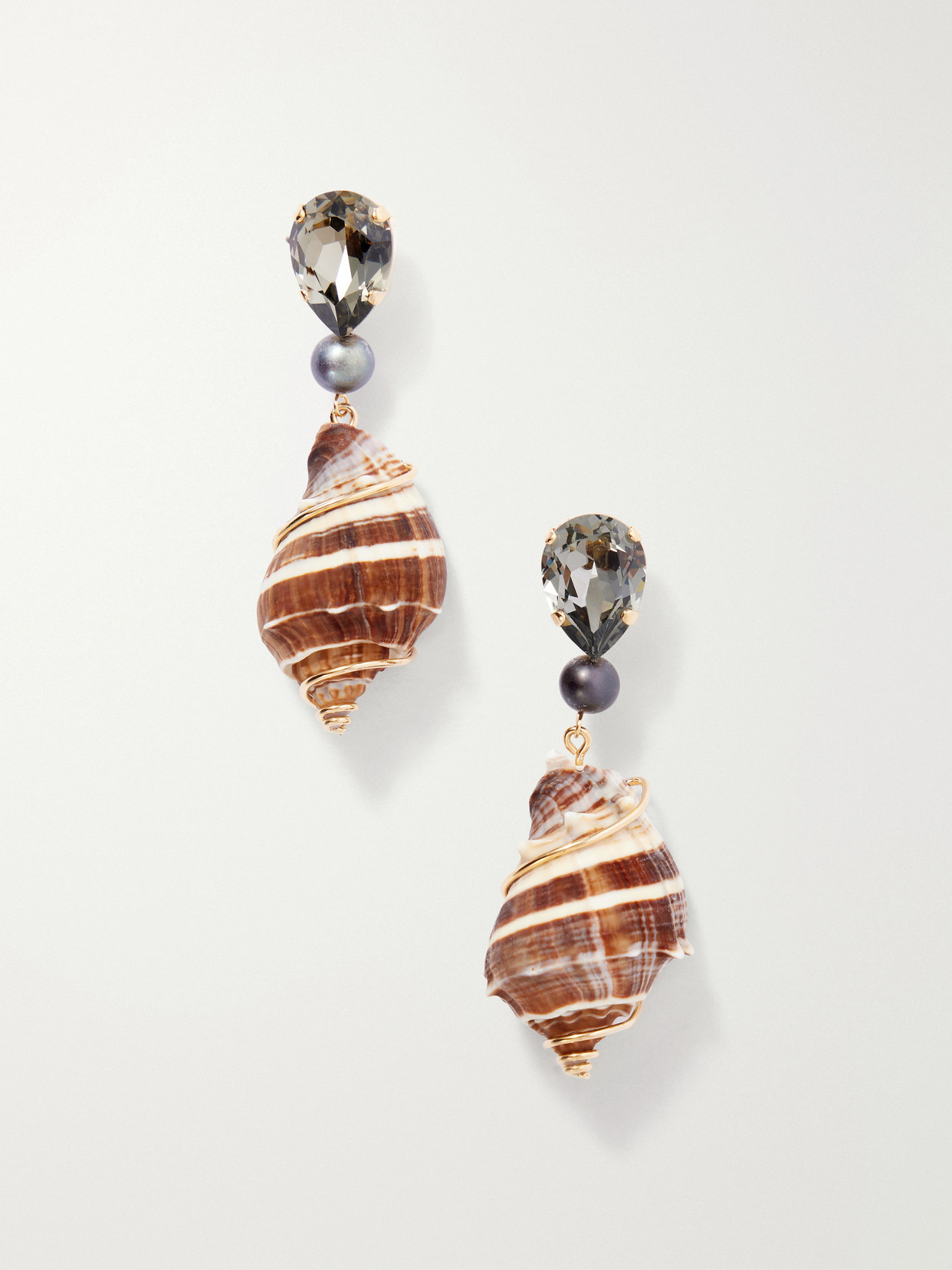 Jennifer Behr Alon Gold-tone Crystal-embellished Seashell Earrings In Multi