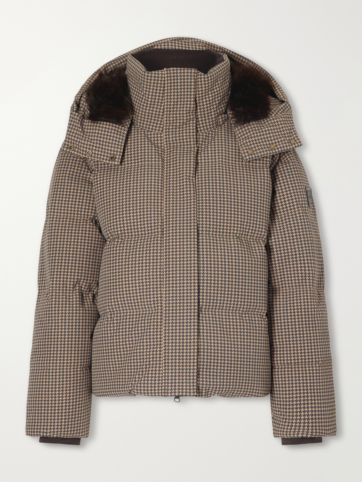 We Norwegians Glenshee Houndstooth Plush-trimmed Padded Shell Ski Jacket In Gray