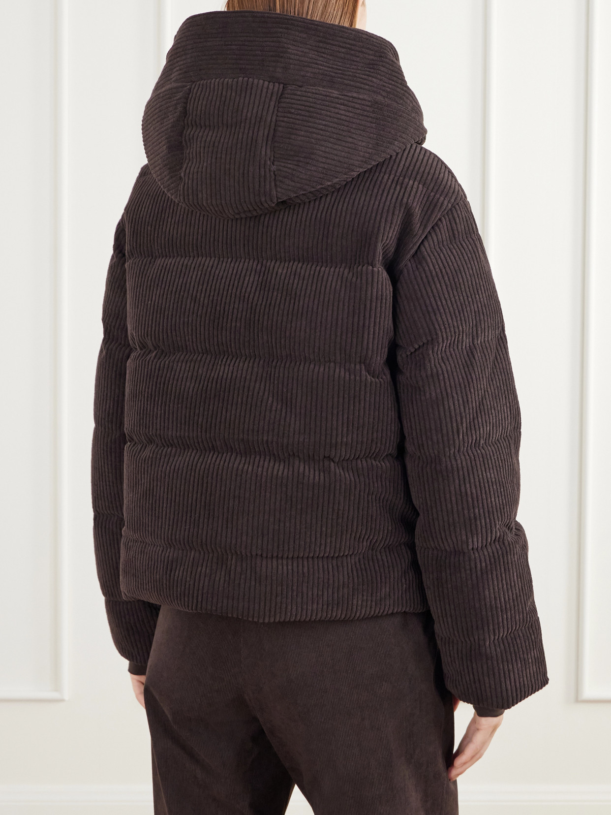 Britt Hooded Quilted Corduroy Padded Ski Jacket