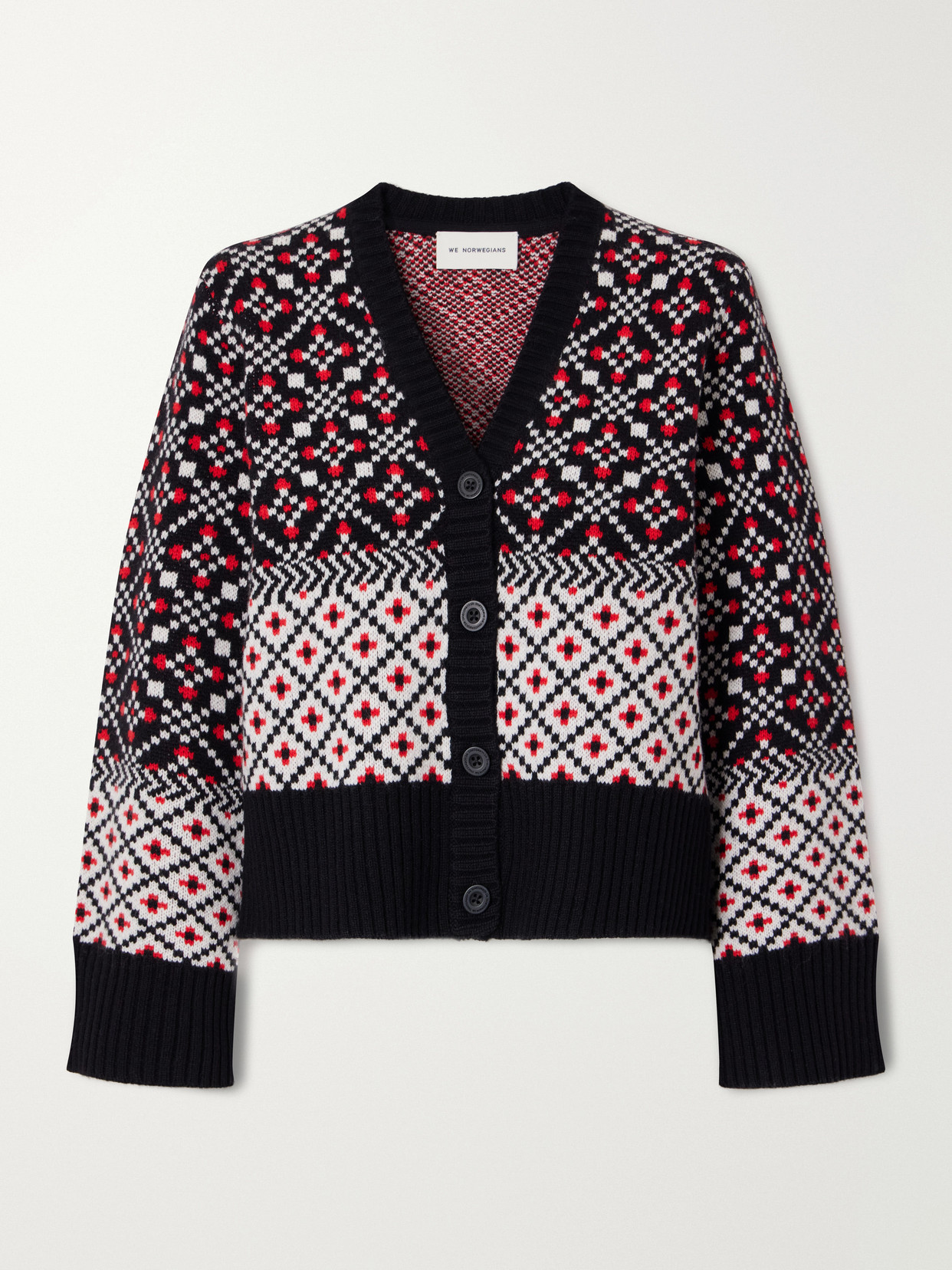 We Norwegians Telemark Jacquard-knit Merino Wool Cardigan In Black