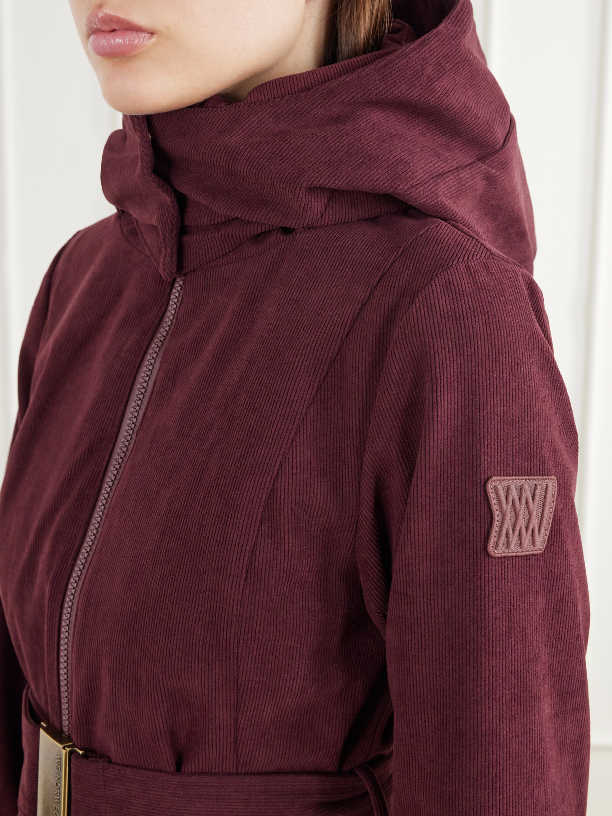 Britt Tailored Hooded Belted Padded Corduroy Ski Jacket