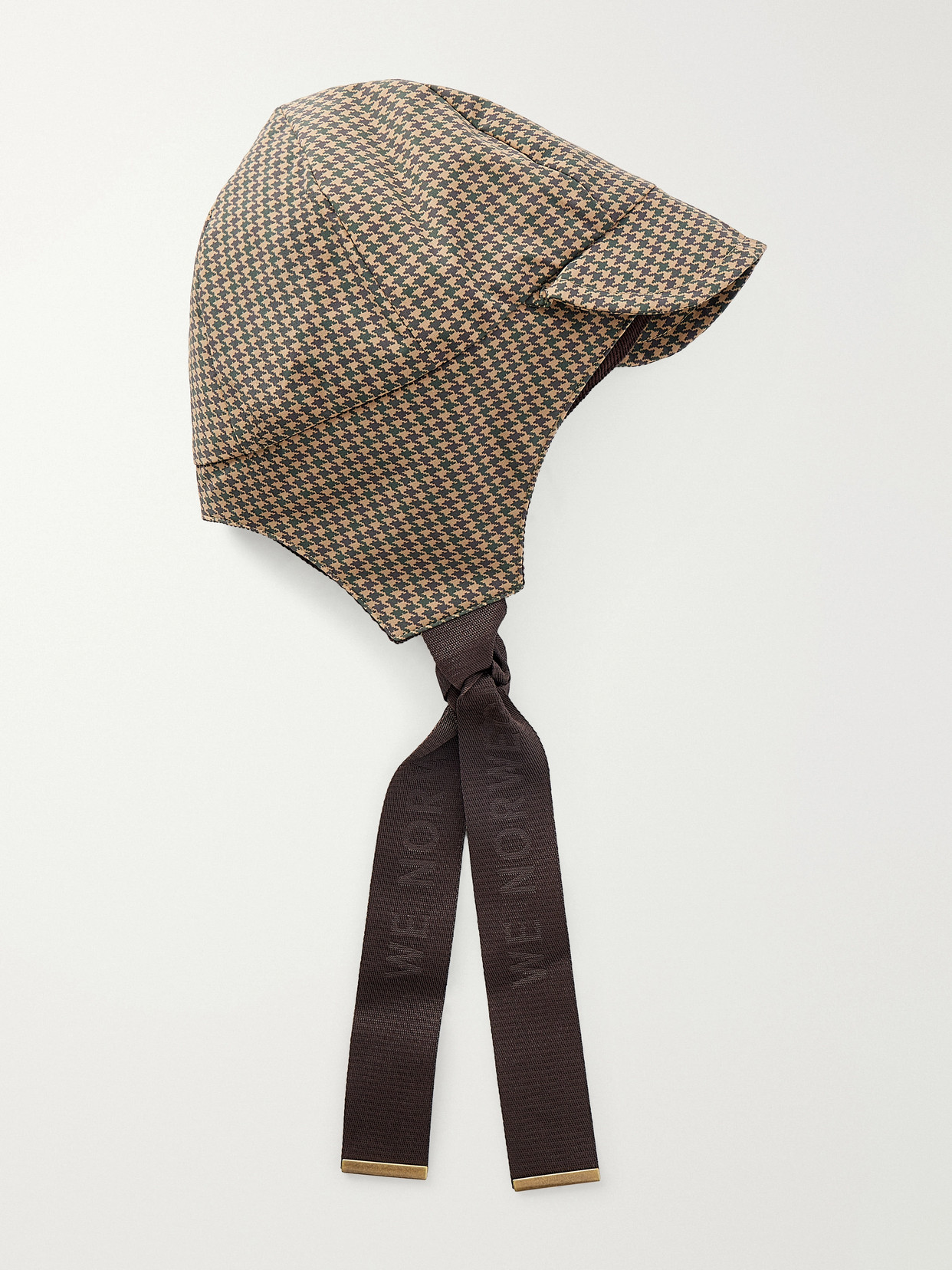 We Norwegians Glenshee Padded Webbing-trimmed Houndstooth Shell Hat In Brown