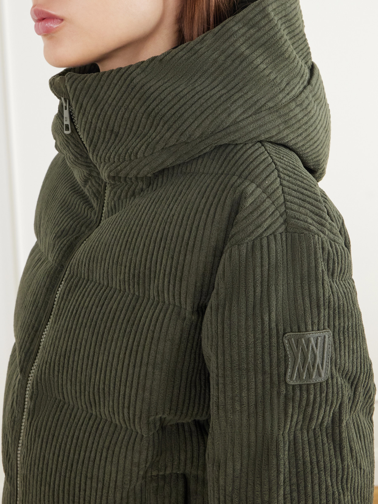 Britt Hooded Quilted Corduroy Padded Ski Jacket