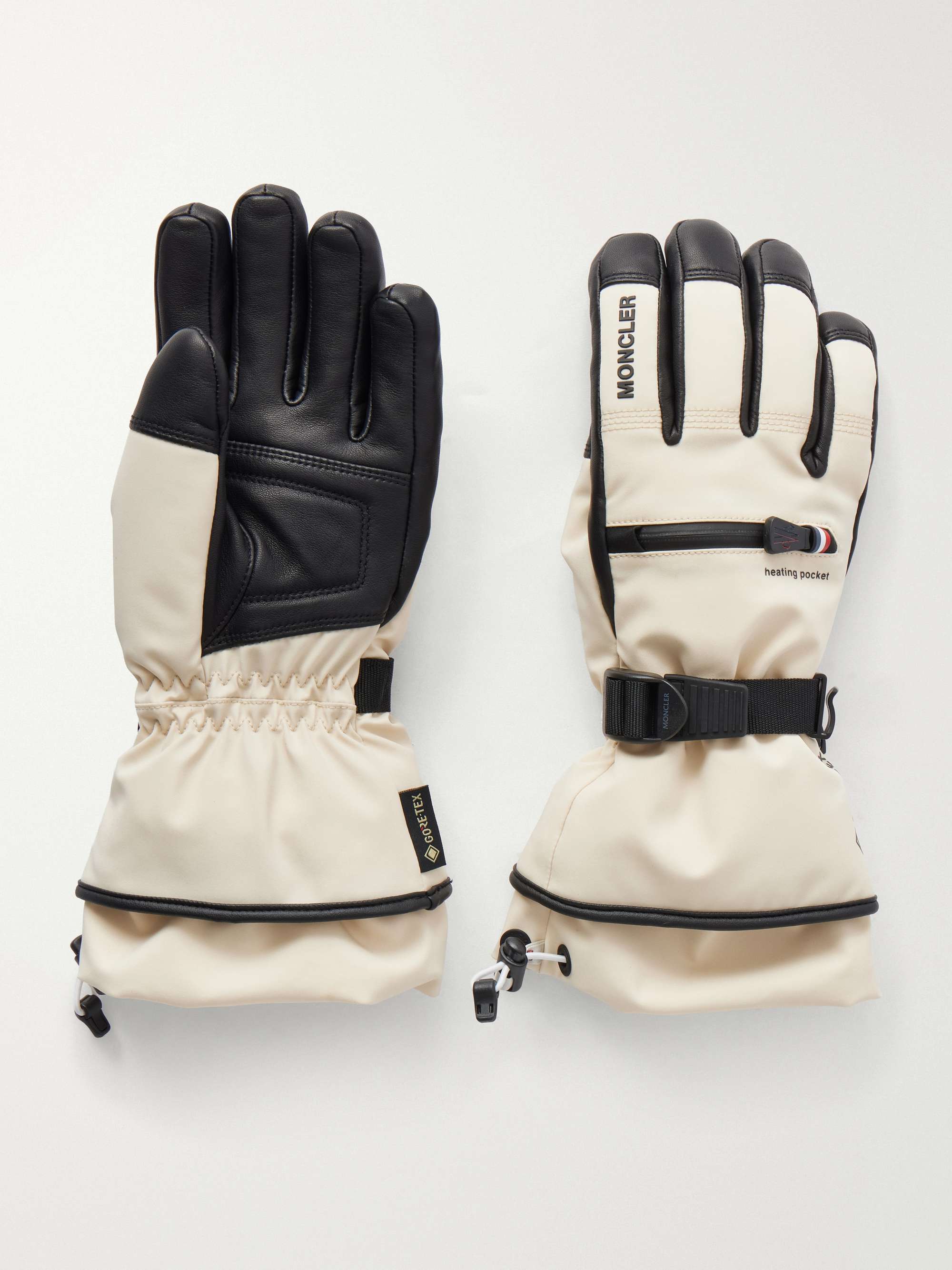 MONCLER GRENOBLE Leather-trimmed GORE-TEX® ski gloves | NET-A-PORTER