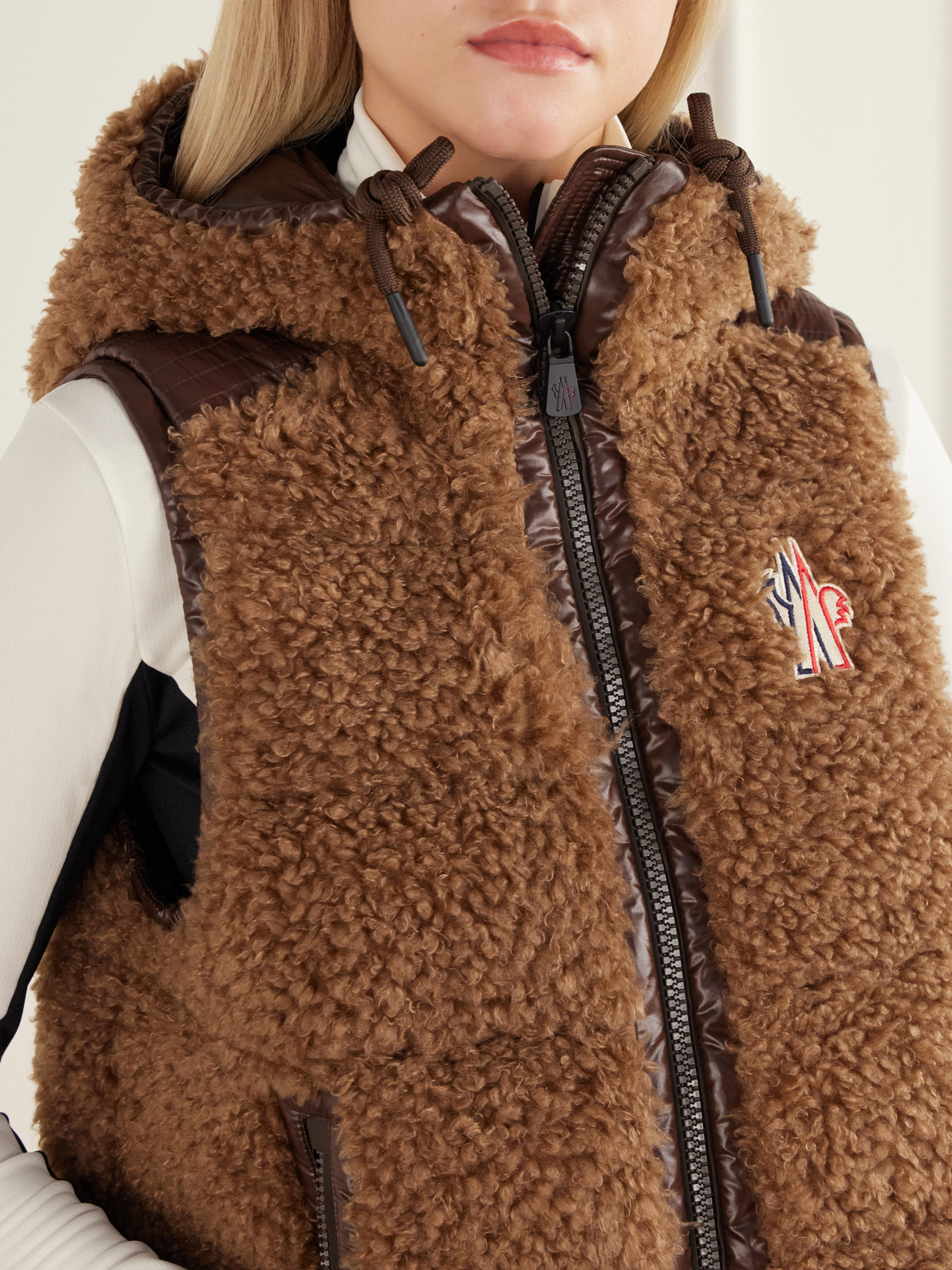Grenoble - Hooded Padded Shell-Trimmed Plush Down Ski Vest