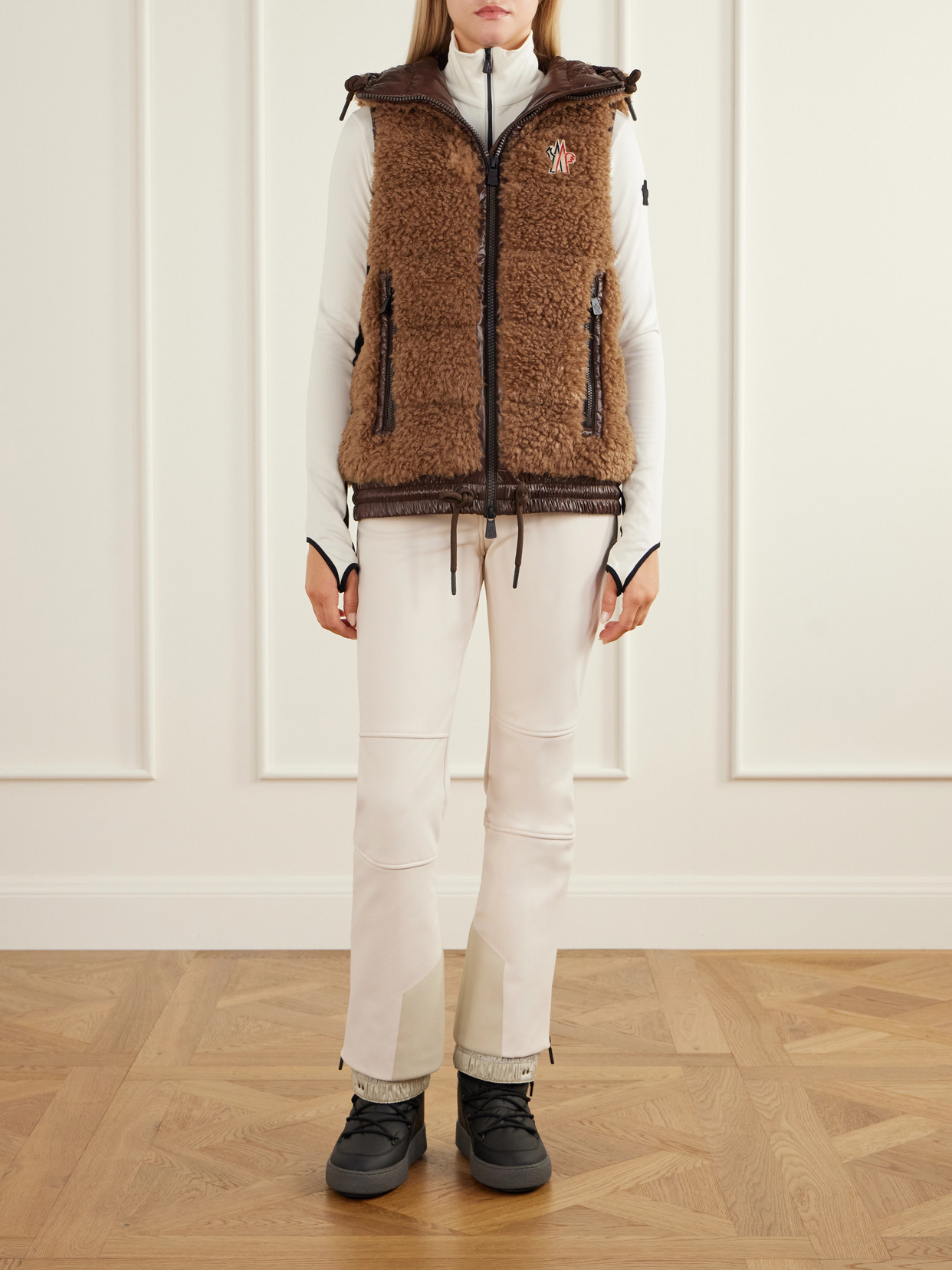Grenoble - Hooded Padded Shell-Trimmed Plush Down Ski Vest